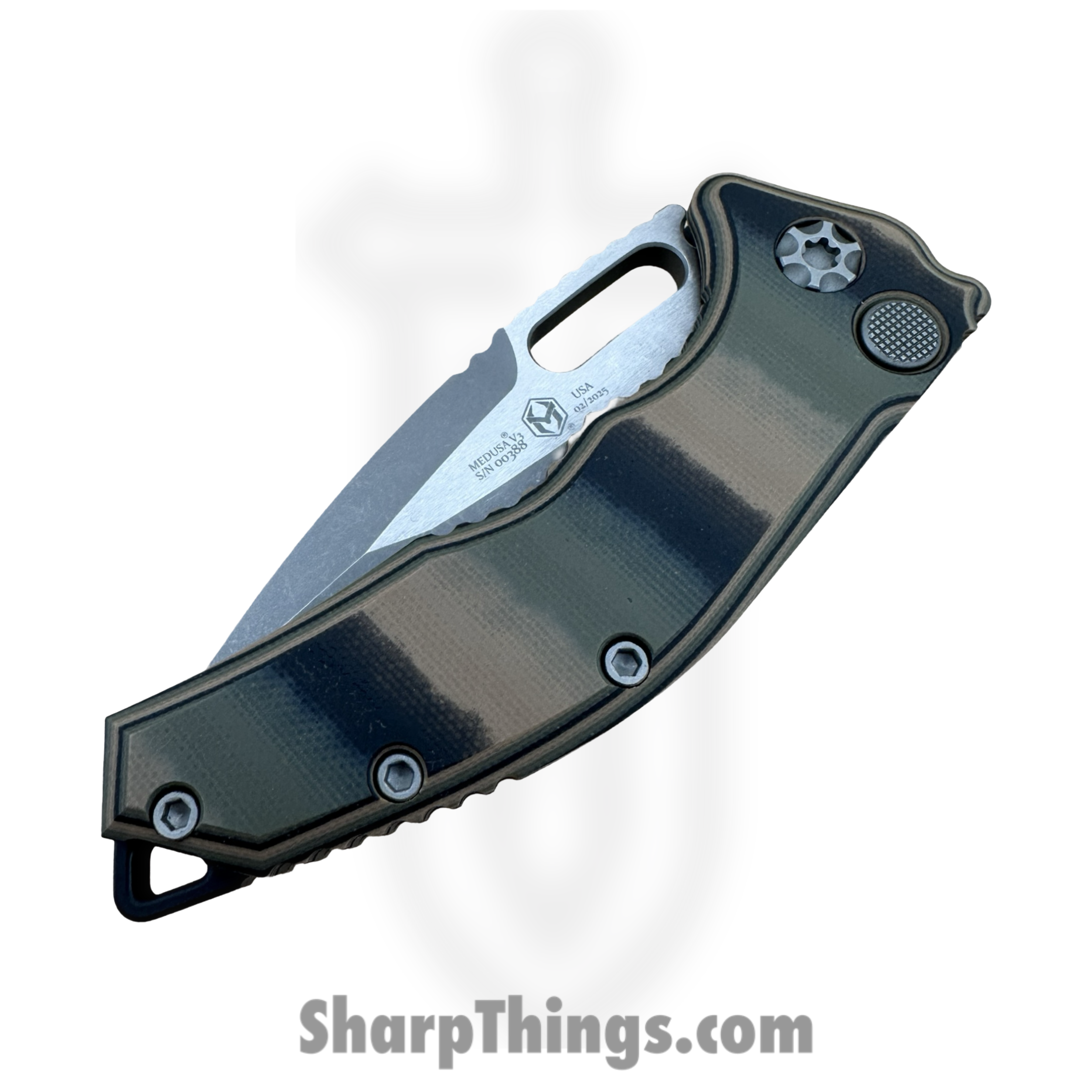 Heretic Knives - H011-5A-G10CAMO - Medusa - Automatic Knife - CPM MagnaCut Stonewash Tanto - G10 - Camo - Image 4