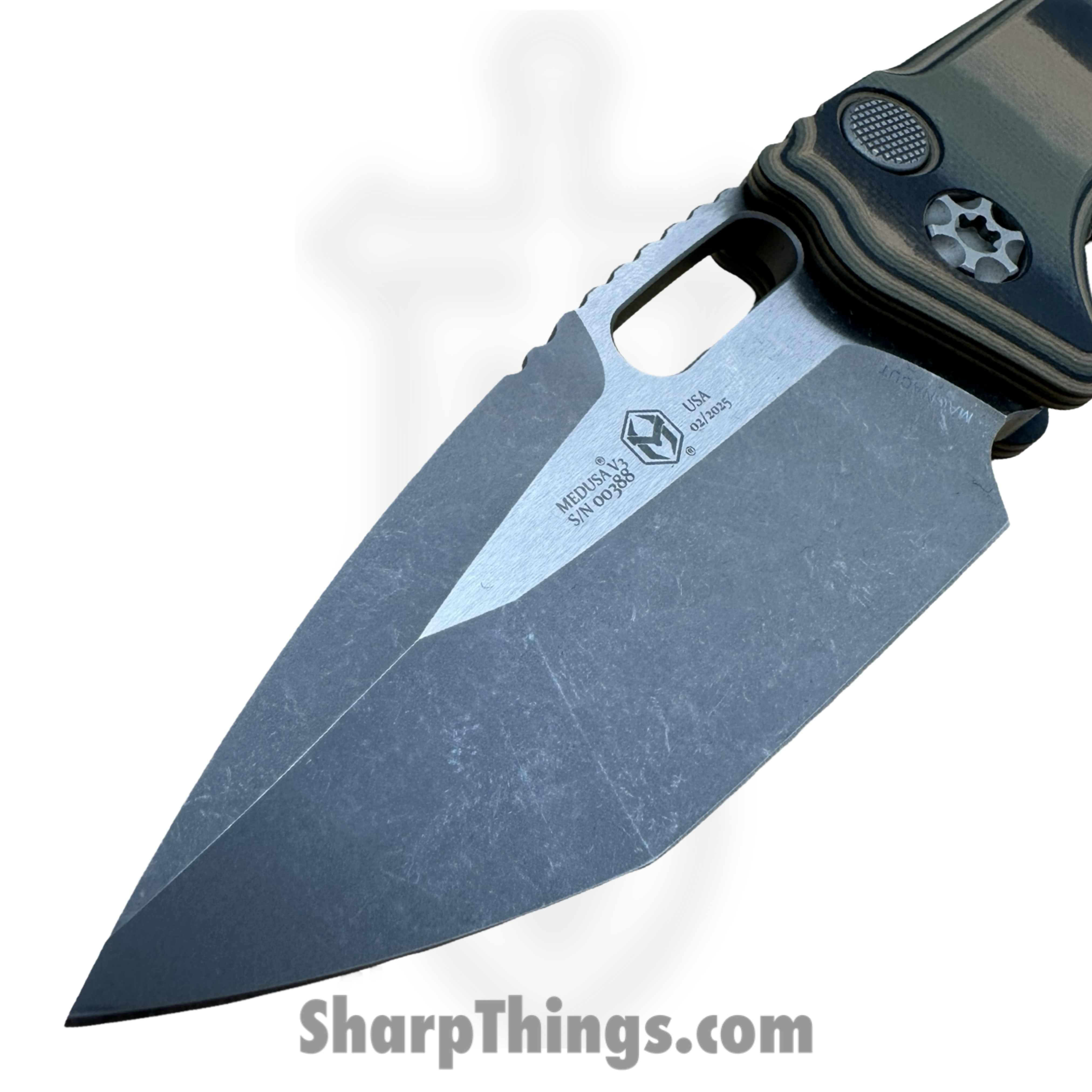 Heretic Knives - H011-5A-G10CAMO - Medusa - Automatic Knife - CPM MagnaCut Stonewash Tanto - G10 - Camo - Image 3