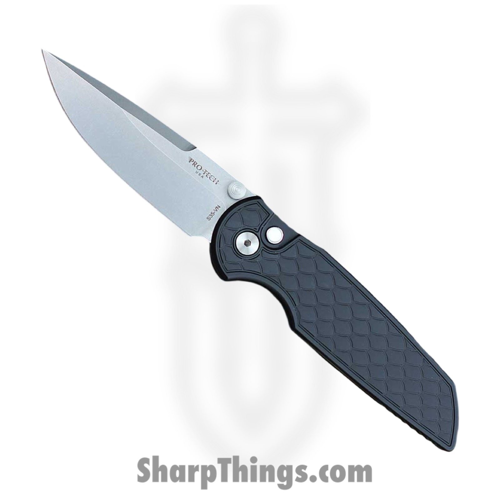ProTech - INT105-Reptile - TR-3 Integrity Folding Knife - CPM S35VN Stonewash Drop Point - Aluminum - Black