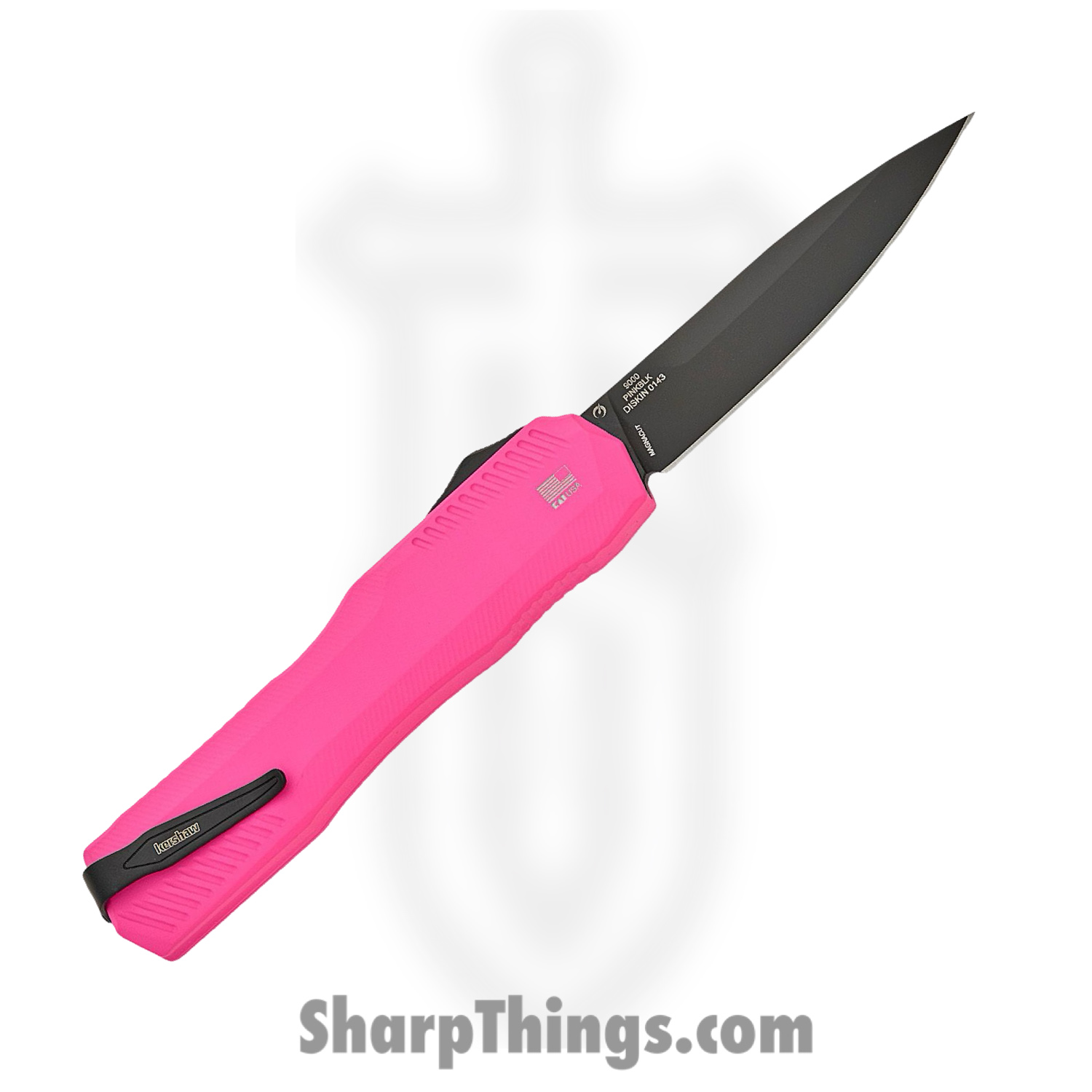 Kershaw - KS9000PKBLK - Livewire - OTF Auto - CPM MagnaCut Coated Dagger - Aluminum - Pink - Image 2