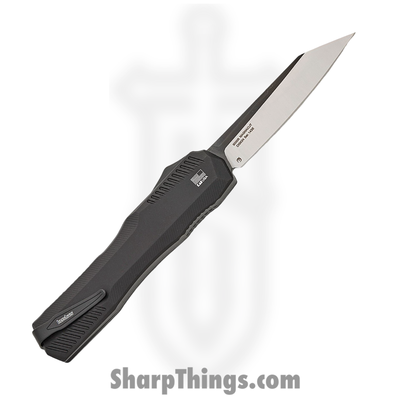 Kershaw - KS9000R - Livewire - OTF Auto - CPM MagnaCut Coated Reverse Tanto - 6061-T6 Aluminum - Black - Image 2