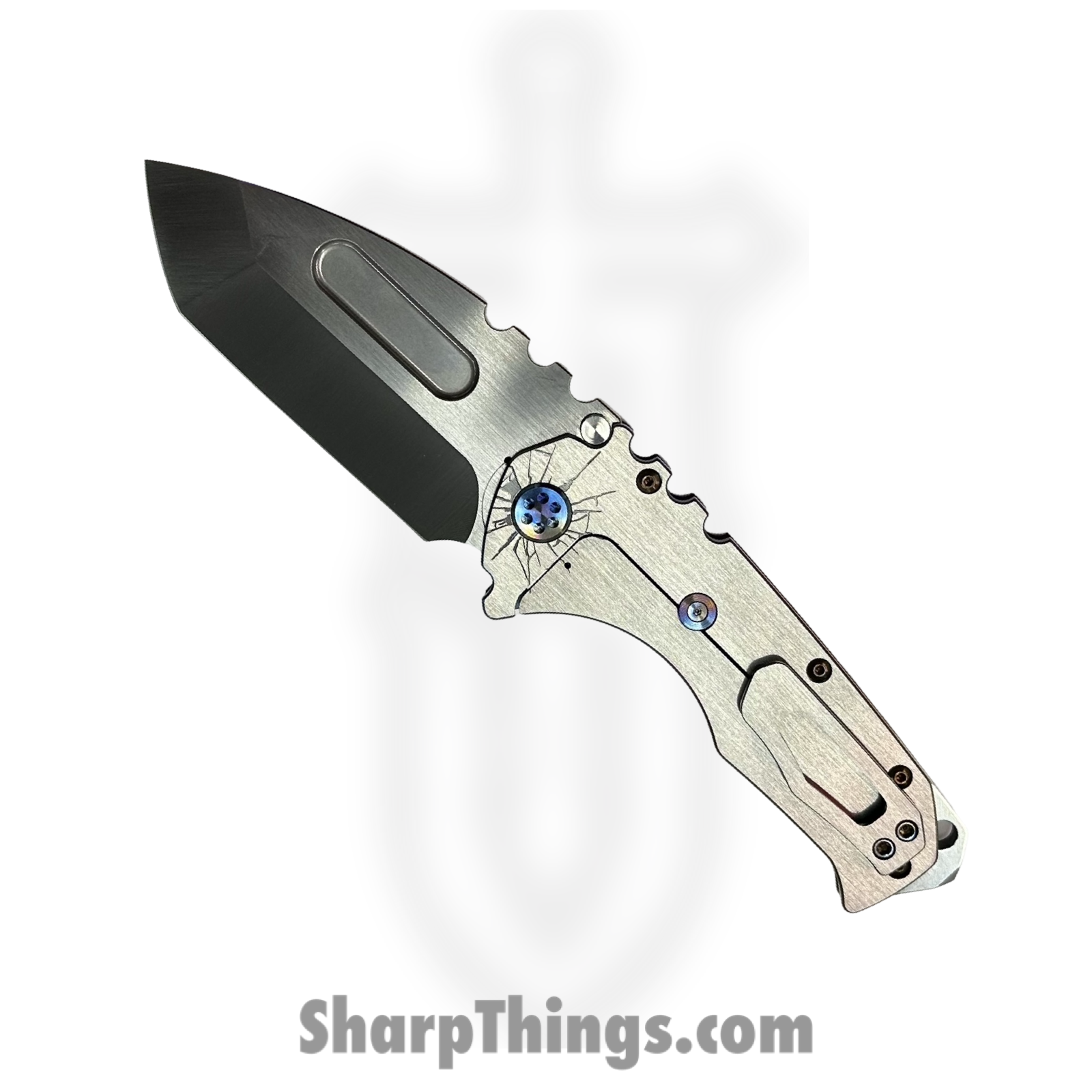 Medford Knife and Tool - MK0124TT-01TM-TFCB-BN - LH Prae "T" - Folding Knife - S45VN Satin Tanto - "Cracked Glass" Titanium - Image 2