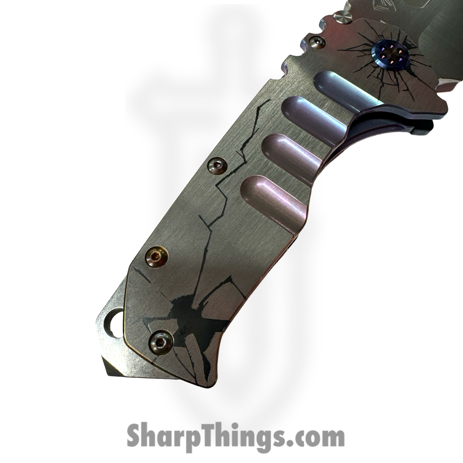 Medford Knife and Tool - MK0124TT-01TM-TFCB-BN - LH Prae "T" - Folding Knife - S45VN Satin Tanto - "Cracked Glass" Titanium - Image 3