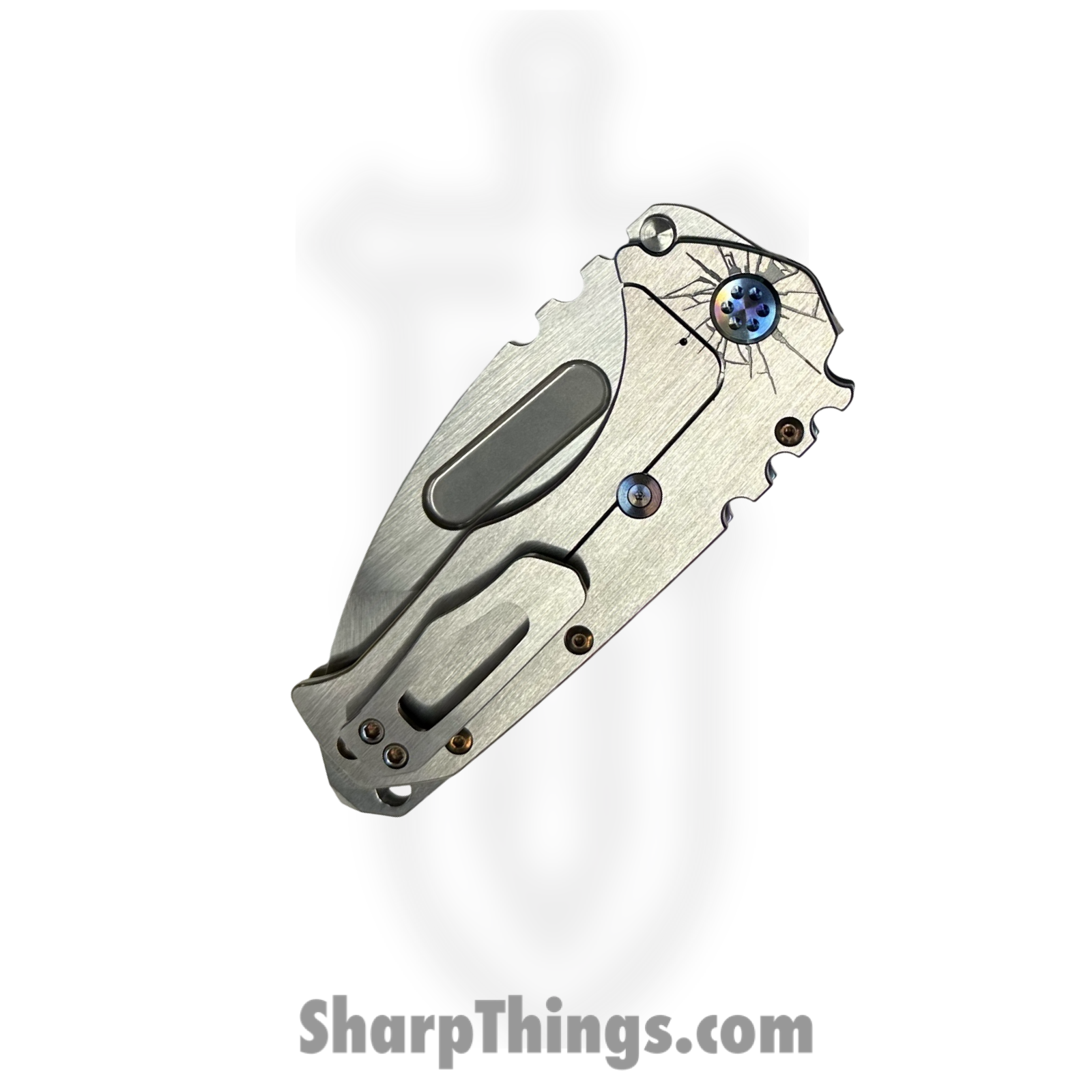 Medford Knife and Tool - MK0124TT-01TM-TFCB-BN - LH Prae "T" - Folding Knife - S45VN Satin Tanto - "Cracked Glass" Titanium - Image 5