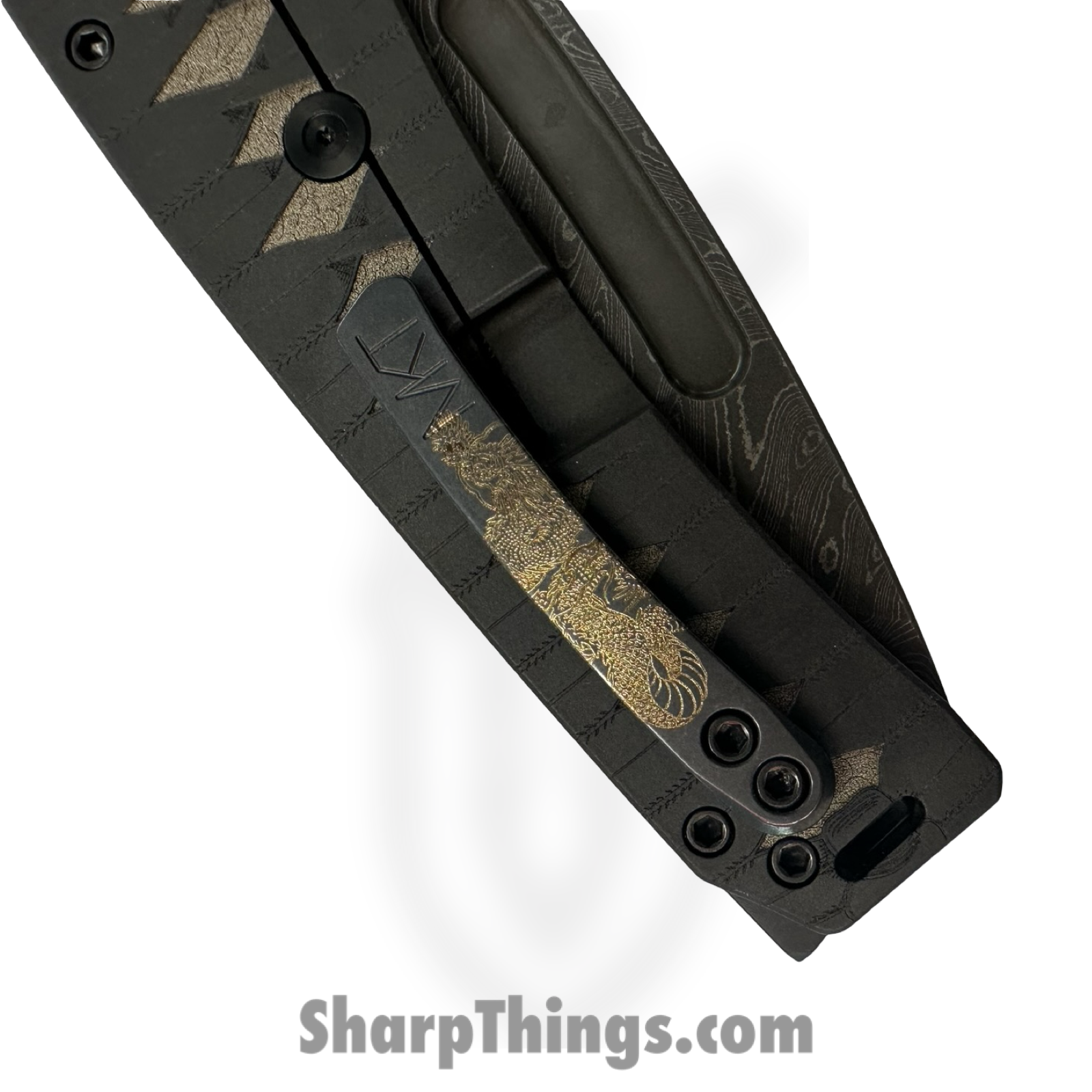 Medford Knife and Tool - MK045CNT-31A6-TPCP-BP - Marauder-H - Folding Knife - Chad Nichols Damascus Tanto - "Tsunami-Maki" Titanium - Black Bronze - Image 3