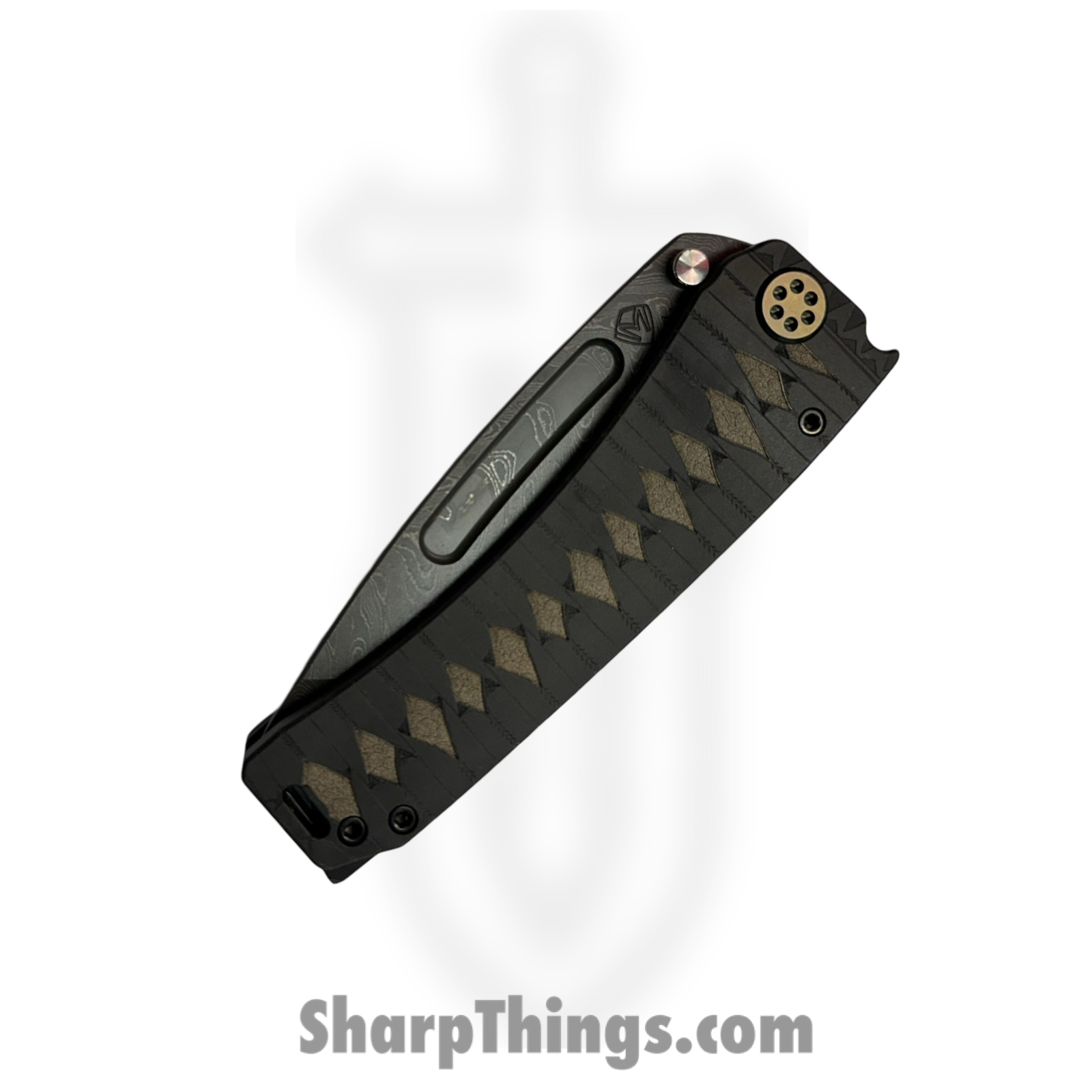 Medford Knife and Tool - MK045CNT-31A6-TPCP-BP - Marauder-H - Folding Knife - Chad Nichols Damascus Tanto - "Tsunami-Maki" Titanium - Black Bronze - Image 4