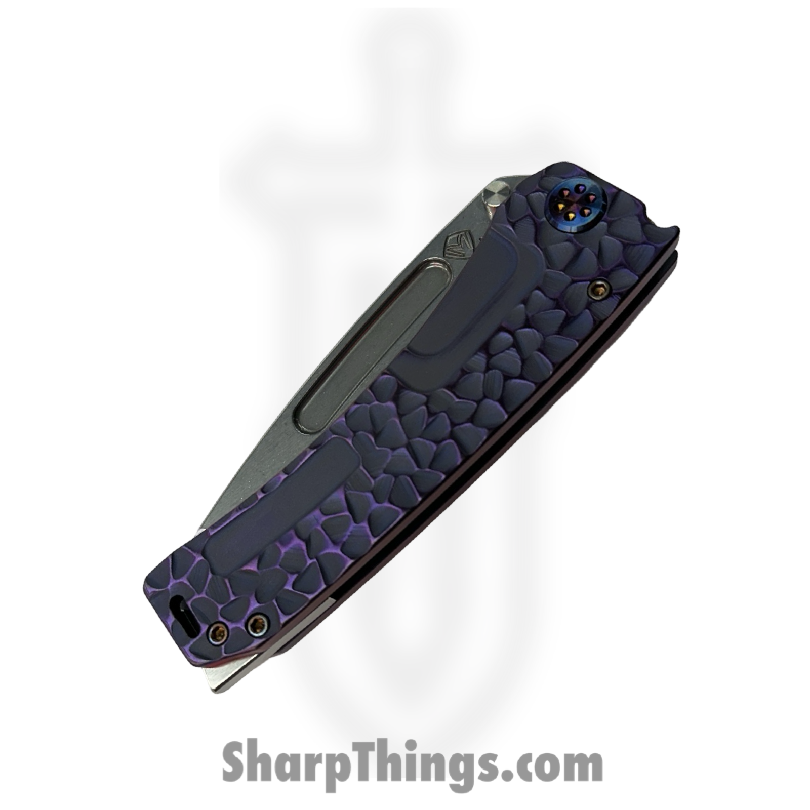 Medford Knife and Tool - MK045MTT-38A3-TFCF-BN - Marauder-H - Folding Knife - CPM MagnaCut Tumbled Tanto - "Peaks and Valleys" Titanium - Violet - Image 3