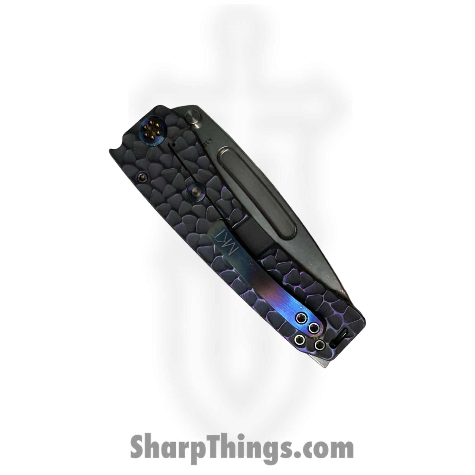 Medford Knife and Tool - MK045MTT-38A3-TFCF-BN - Marauder-H - Folding Knife - CPM MagnaCut Tumbled Tanto - "Peaks and Valleys" Titanium - Violet - Image 4