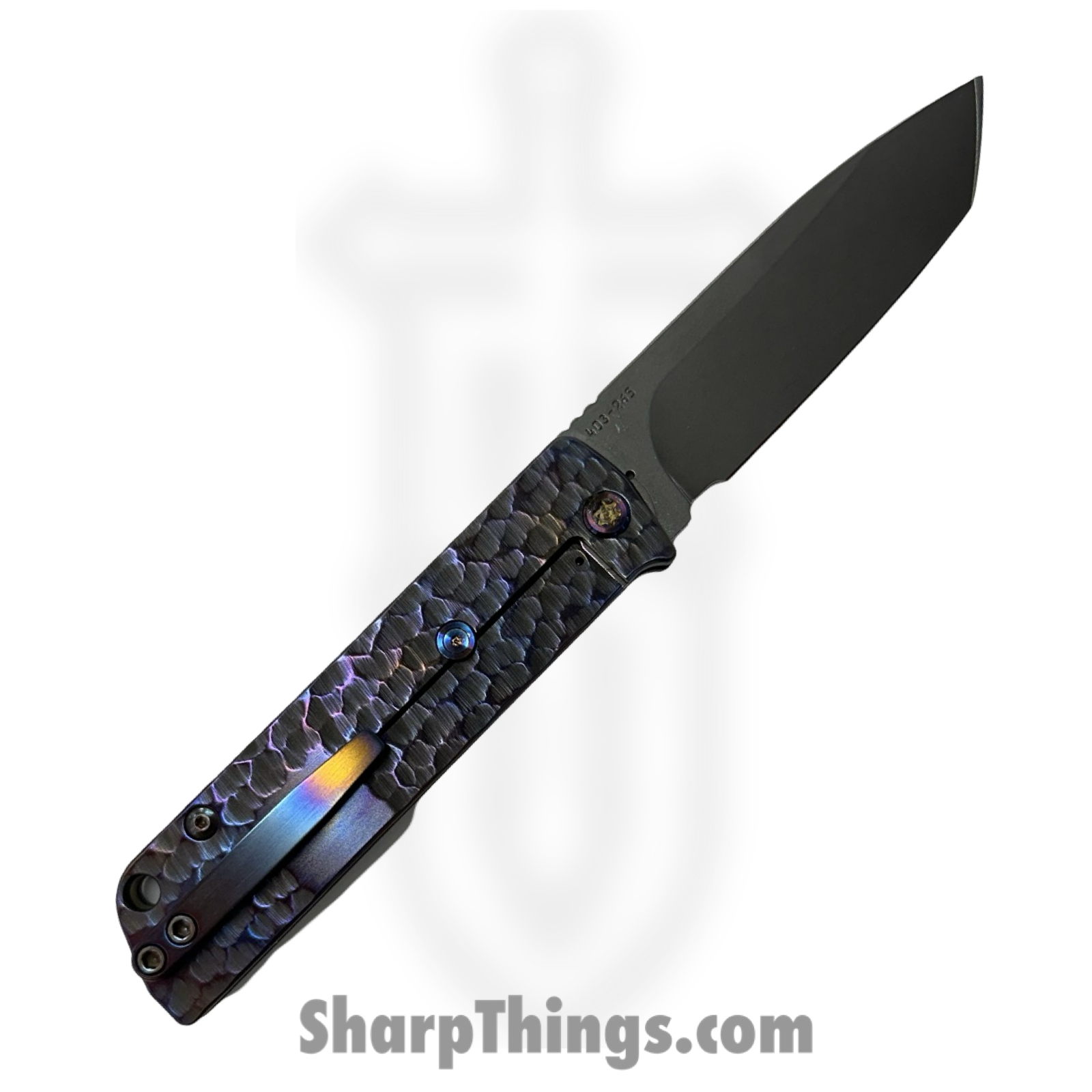 Medford Knife and Tool - MK214STT-03FL-TFCF-BF - The Antik - Folding Knife - S35VN Tumbled Tanto - "Hammered" Titanium - Multi - Image 2