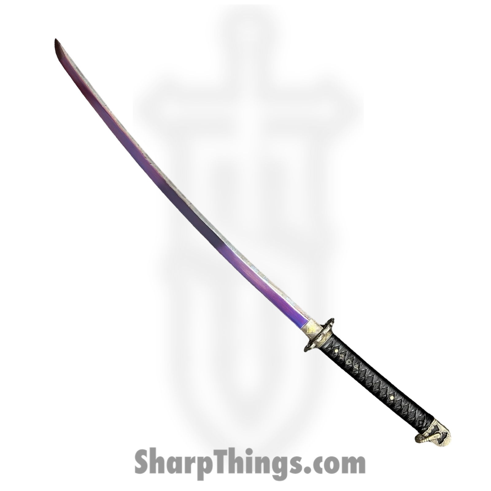 SBC - MORTAL0125 - Mortal Blade - Fixed Blade Knife - T10 HC Purple Katana - Leather Wrapped - Black