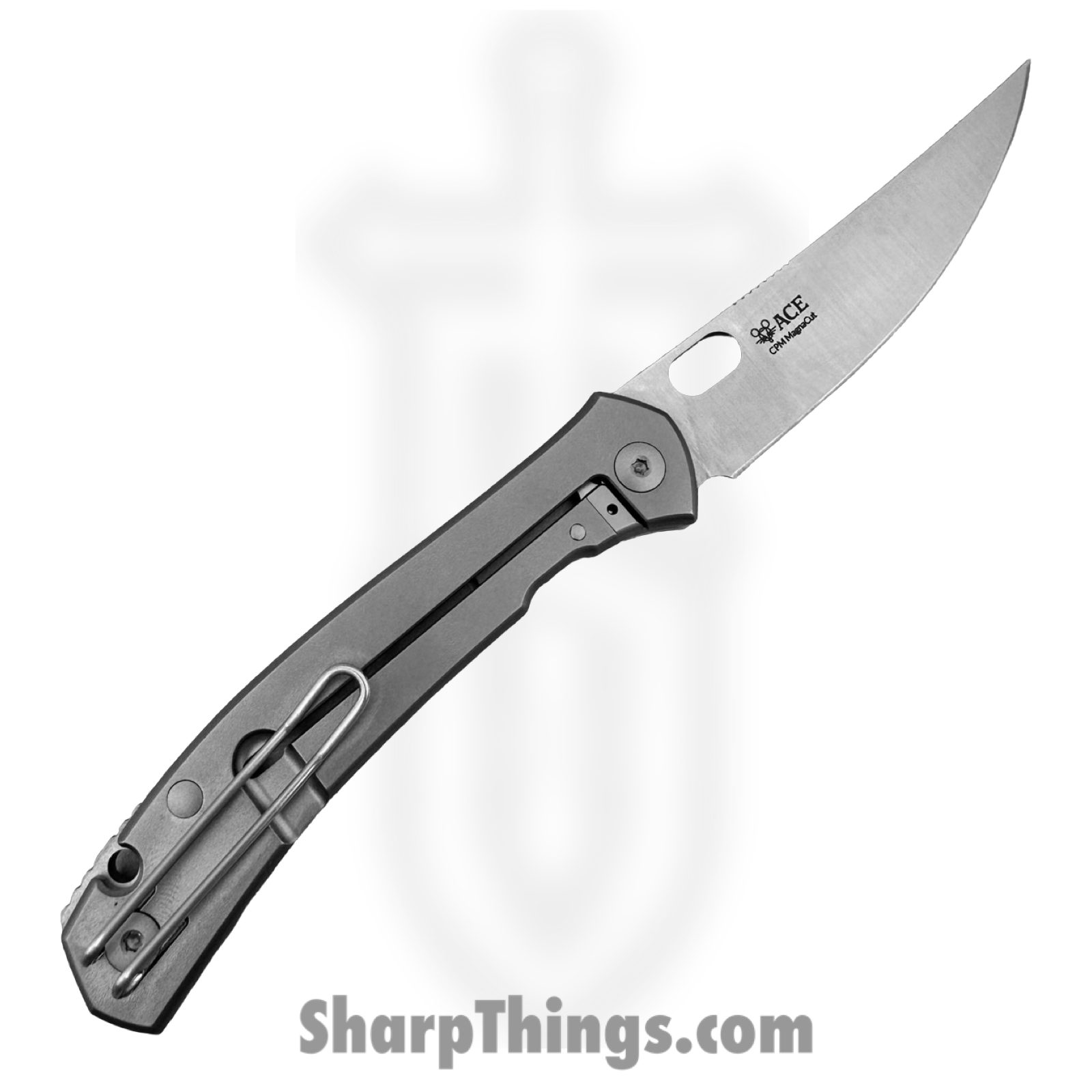 GiantMouse - BLEECKER-TI - Ace Bleecker - Folding Knife - CPM MagnaCut Satin Trailing Point - Titanium - Natural - Image 2