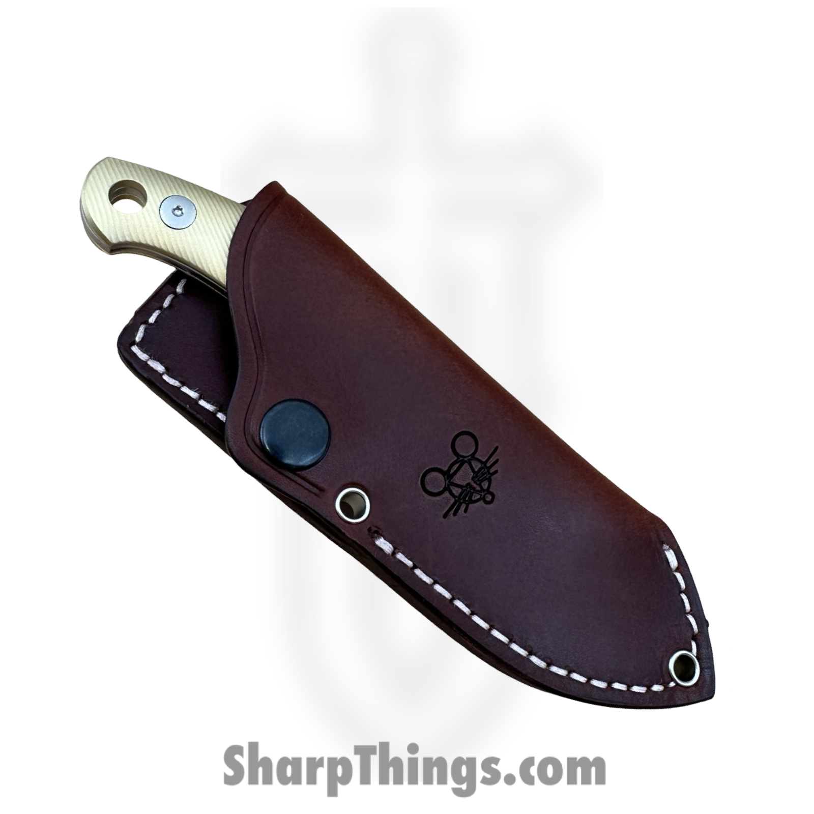 GiantMouse - GMF1-XL-BRASS - GMF1 XL - Fixed Blade Knife - ELMAX Satin Sheepsfoot - Brass - Natural - Image 4