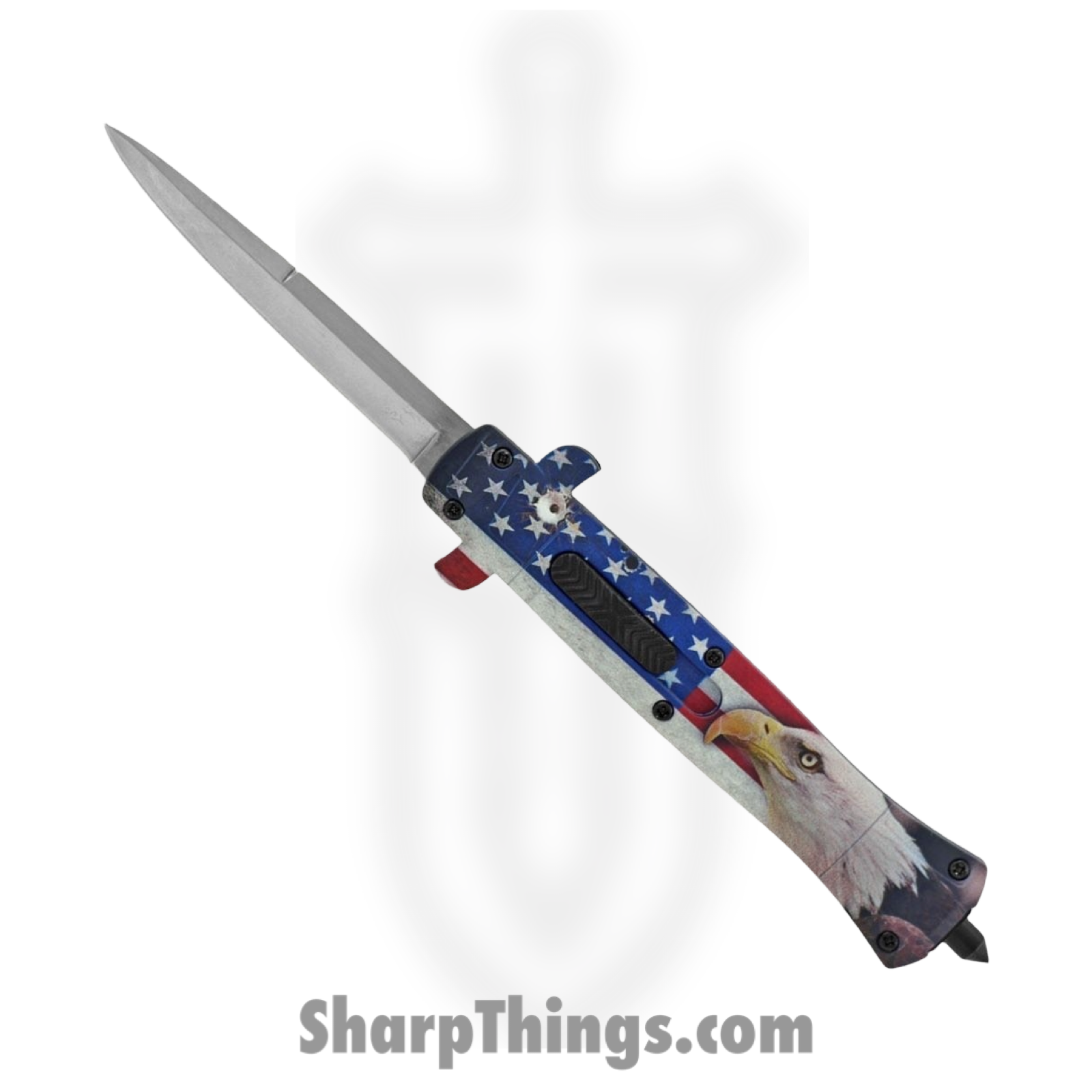 VOC - OTF221 - Bald Eagle - OTF Auto - 440 SS Stonewash Dagger - ABS - Red/White/Blue