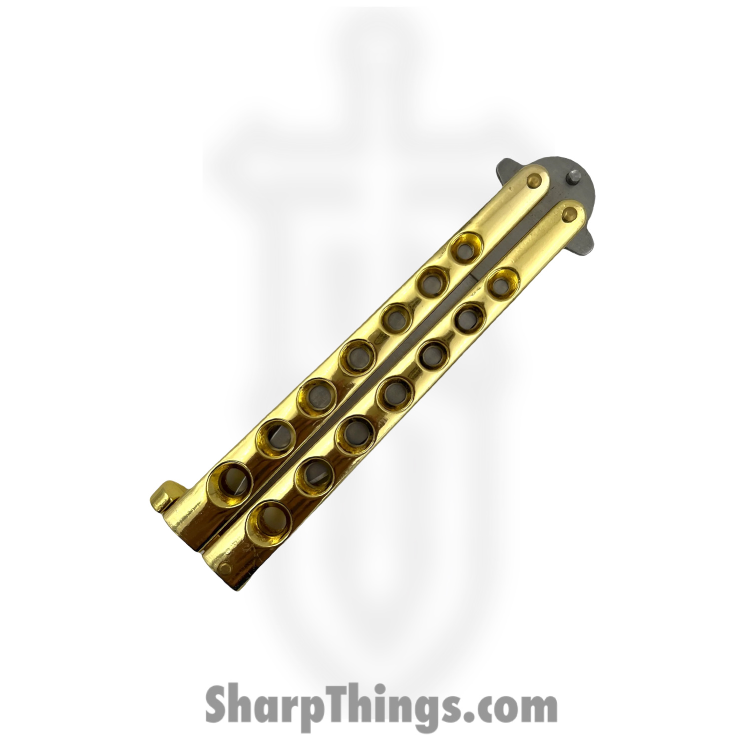 PTC - P-715-C - Butterfly - Balisong - 1065 Surgical Steel Coated Drop Point - Stainless - Gold - Image 2
