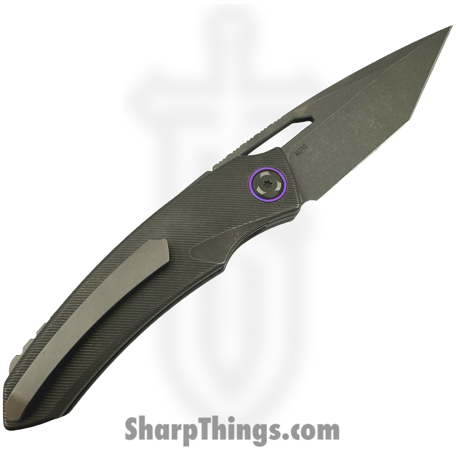 Poikilo Blade - PBTS1DSW - Tero S1 - Folding Knife - Bohler M398 Dark Stonewash Tanto - Titanium - Natural - Image 2