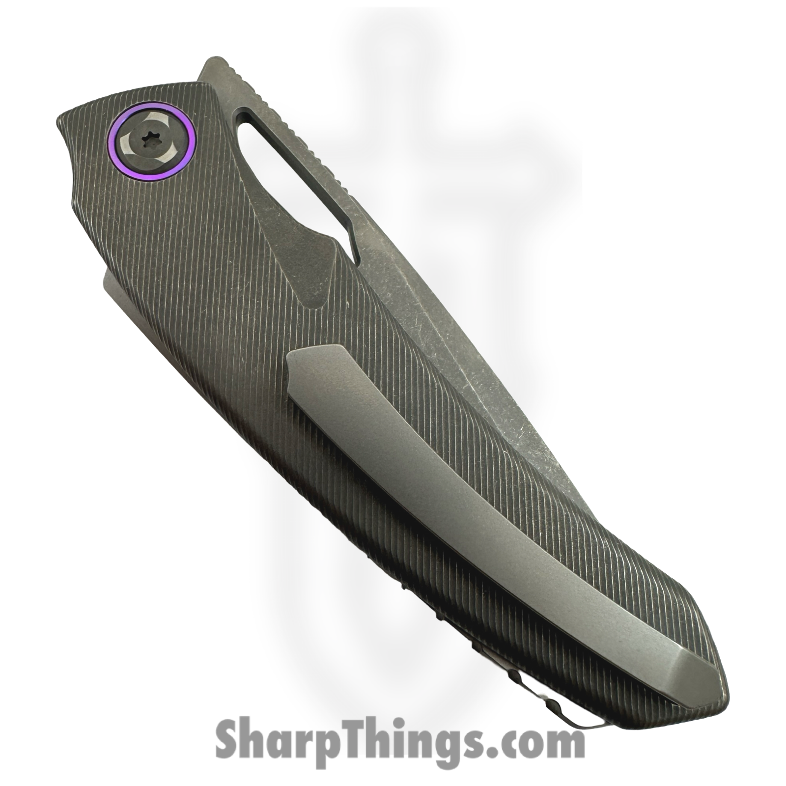 Poikilo Blade - PBTS1DSW - Tero S1 - Folding Knife - Bohler M398 Dark Stonewash Tanto - Titanium - Natural - Image 6