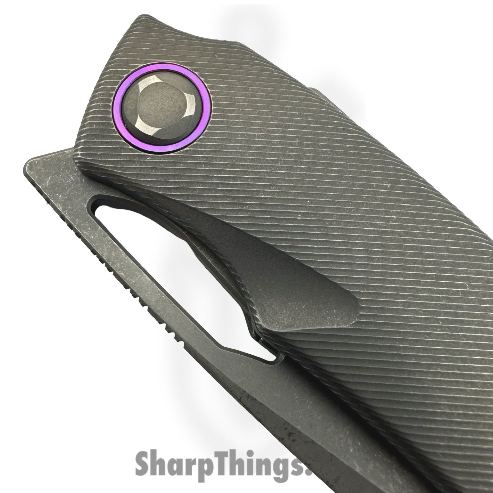 Poikilo Blade - PBTS1DSW - Tero S1 - Folding Knife - Bohler M398 Dark Stonewash Tanto - Titanium - Natural - Image 4