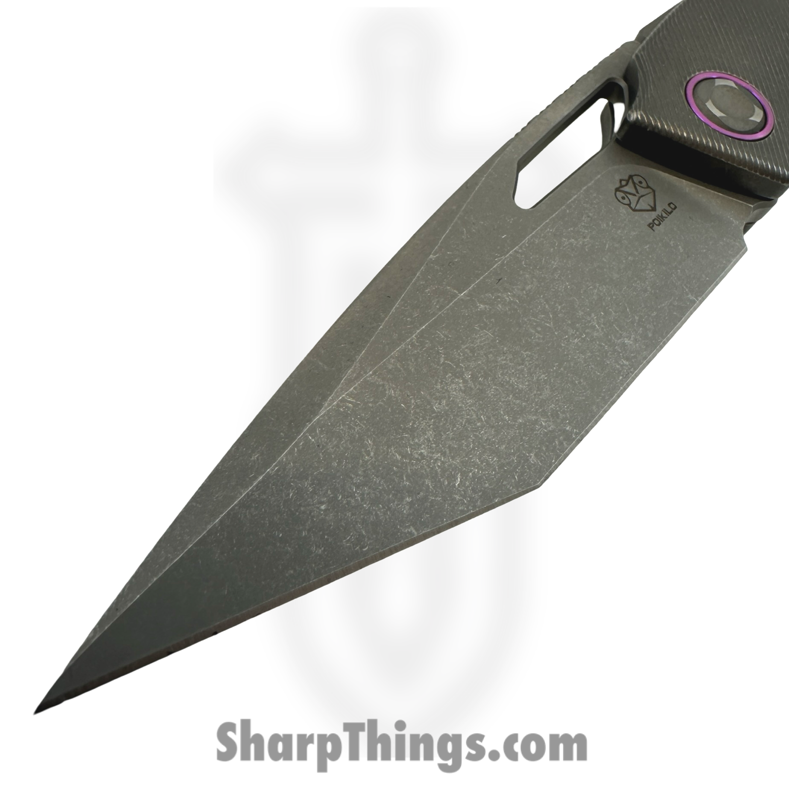 Poikilo Blade - PBTS1DSW - Tero S1 - Folding Knife - Bohler M398 Dark Stonewash Tanto - Titanium - Natural - Image 3
