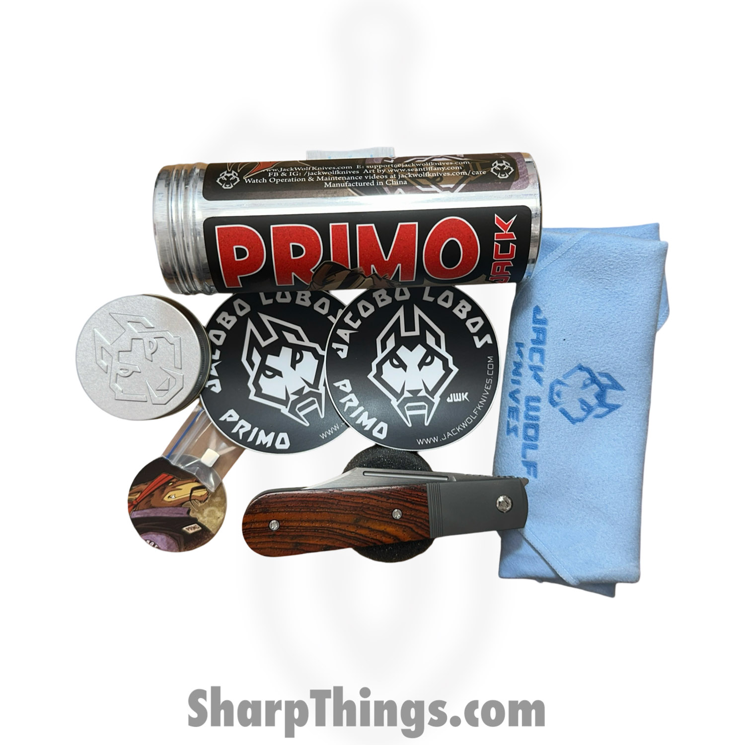 Jack Wolf Knives - PRIMO-01-ROSEWOOD - Primo Jack - Folding Knife - S90V Satin Clip Point - Rosewood - Natural - Image 9