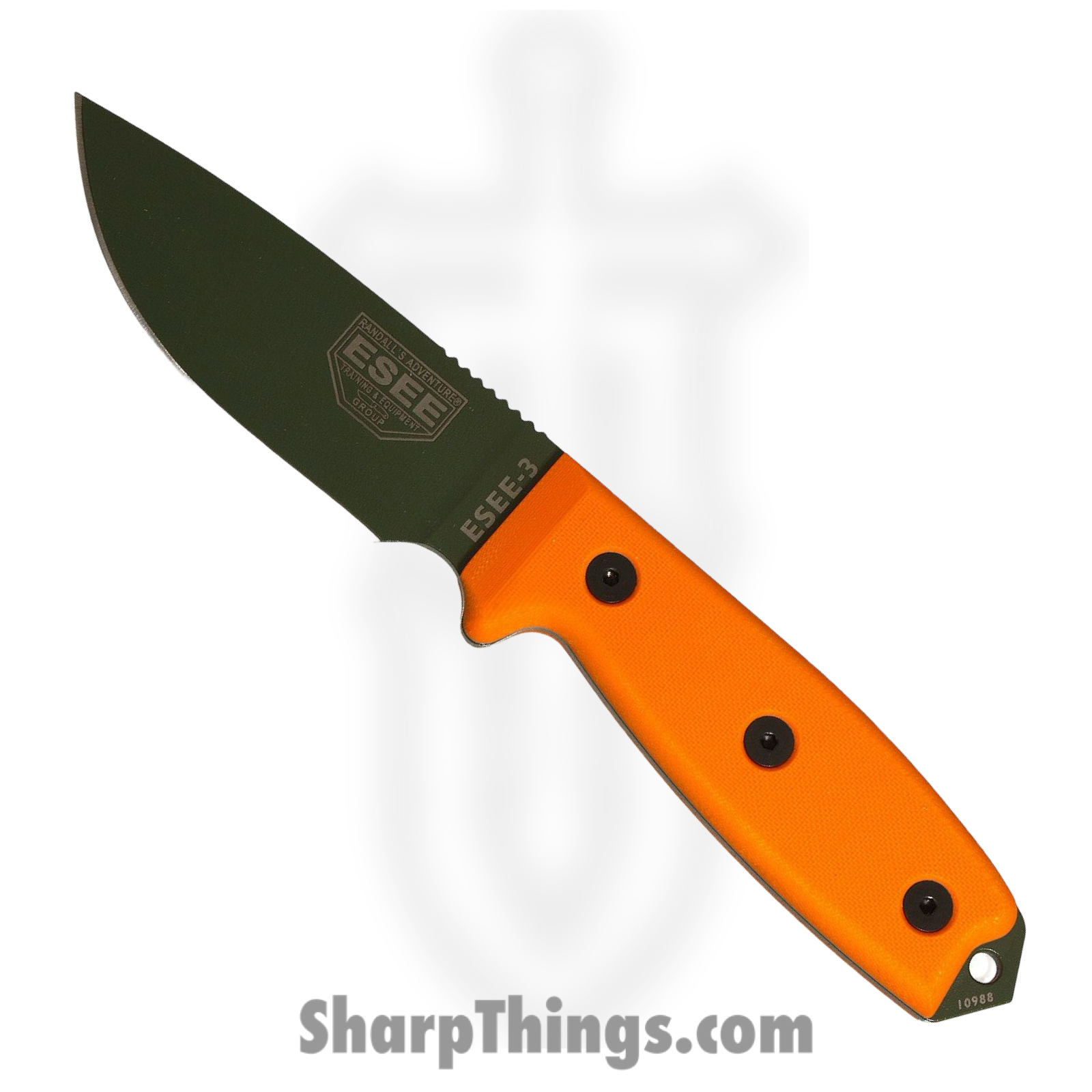 ESEE - RC3POD - Model 3 - Fixed Blade Knife - 1095 HC OD Green Drop Point - G10 - Orange
