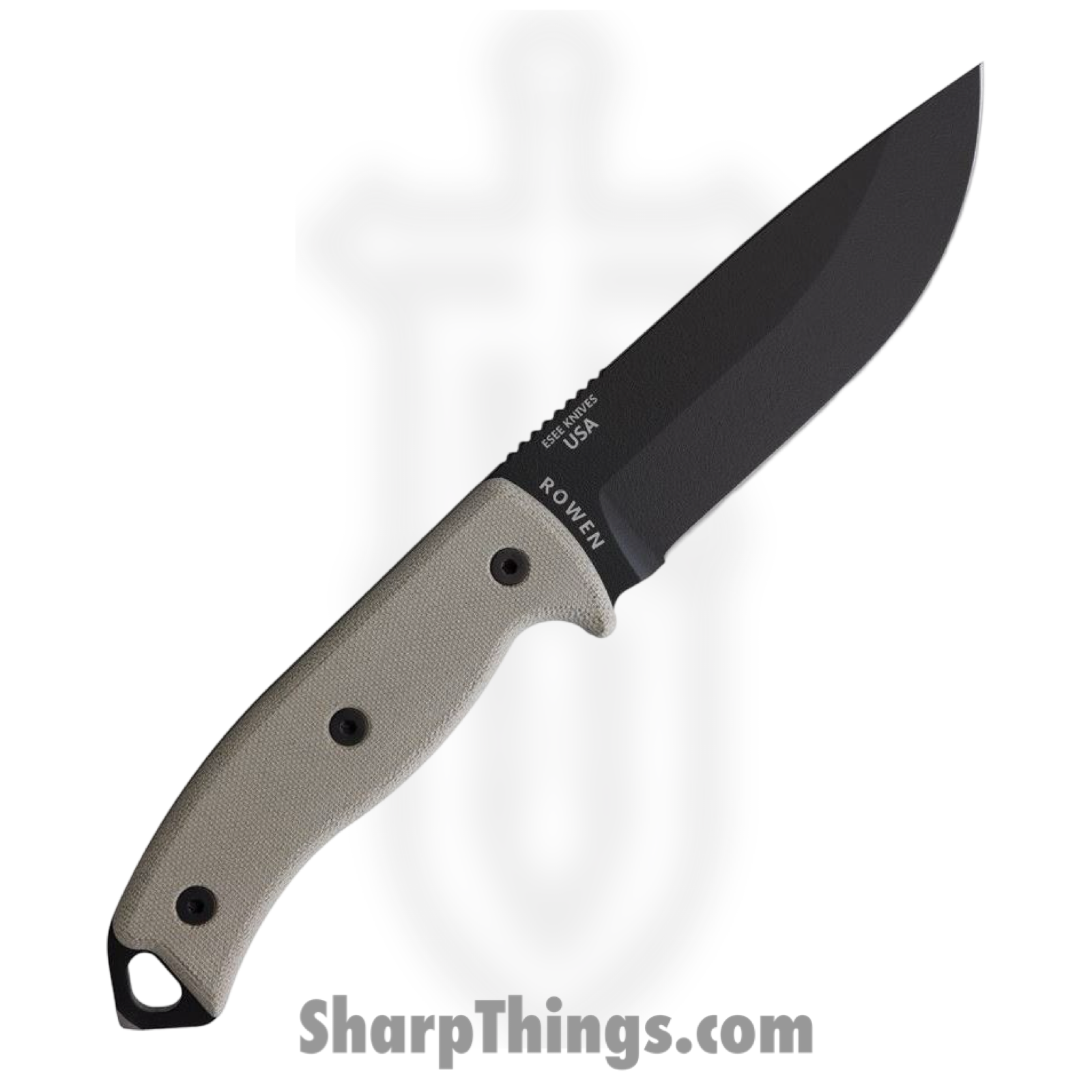 ESEE - RC5PBK - Model 5 - Fixed Blade Knife - 1095 HC Black Drop Point - Micarta - Gray - Image 2
