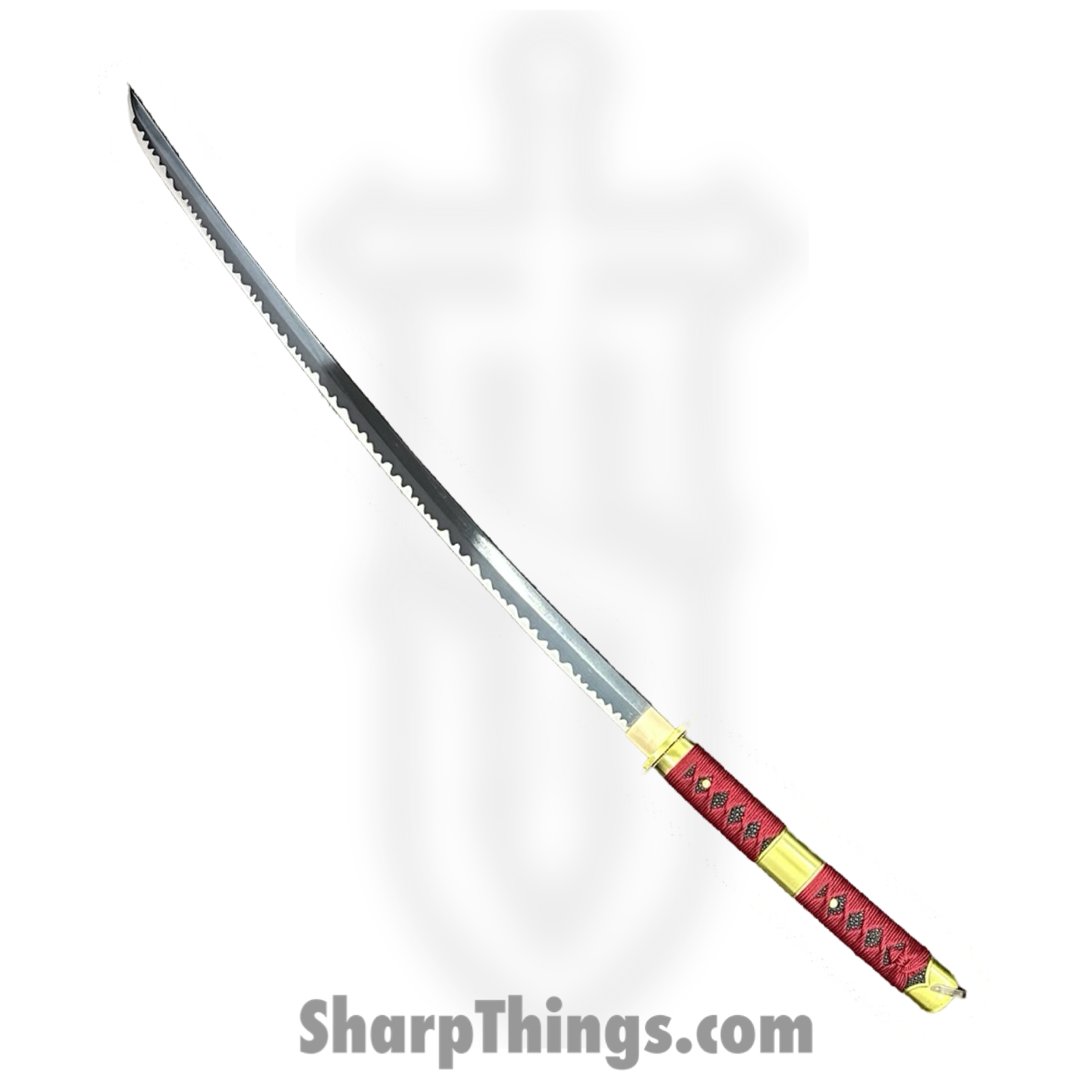 SBC - SANDAI0125 - Sandai Kitetsu - Fixed Blade Knife - 1045 HC Two Tone Katana - Cord Wrapped - Red