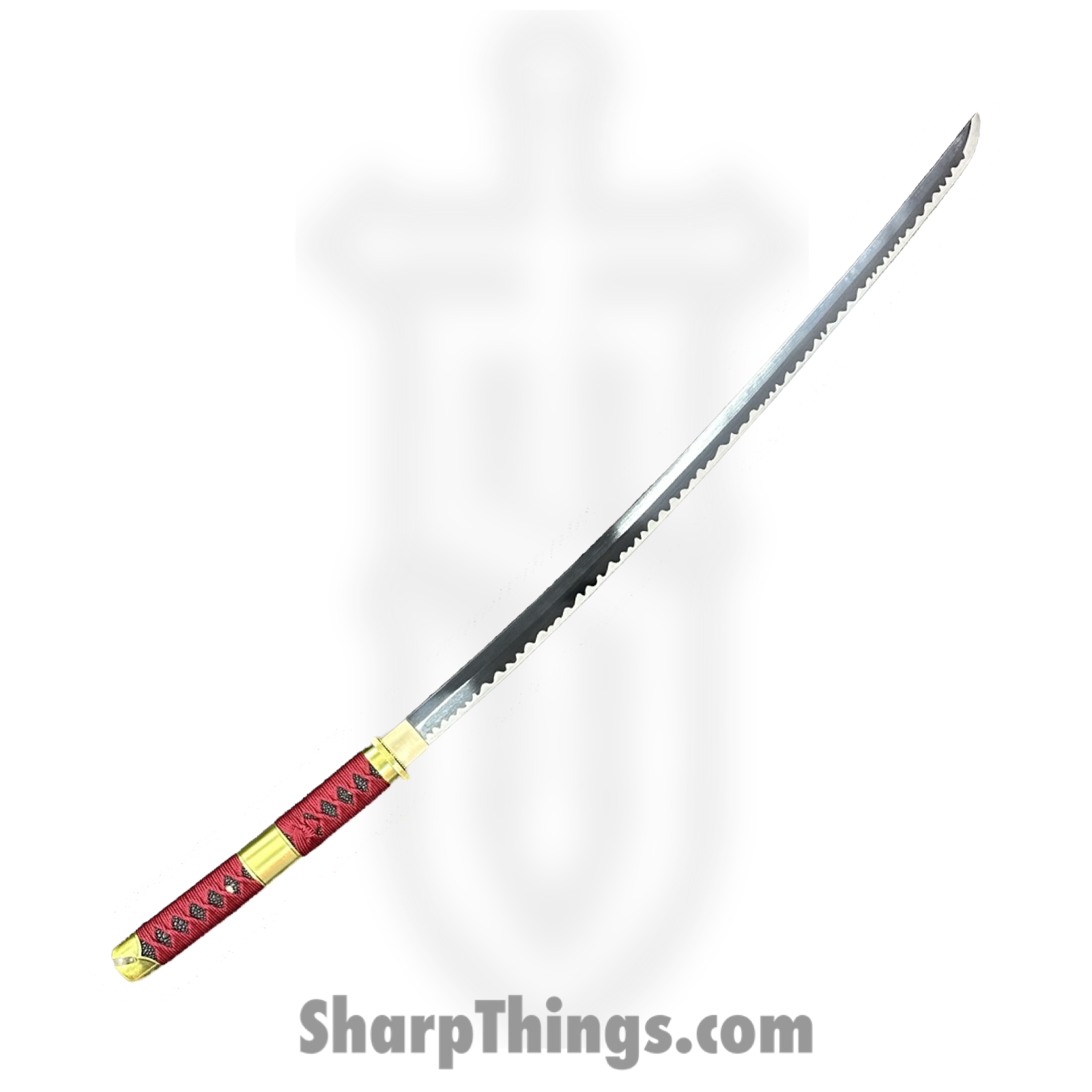 SBC - SANDAI0125 - Sandai Kitetsu - Fixed Blade Knife - 1045 HC Two Tone Katana - Cord Wrapped - Red - Image 2