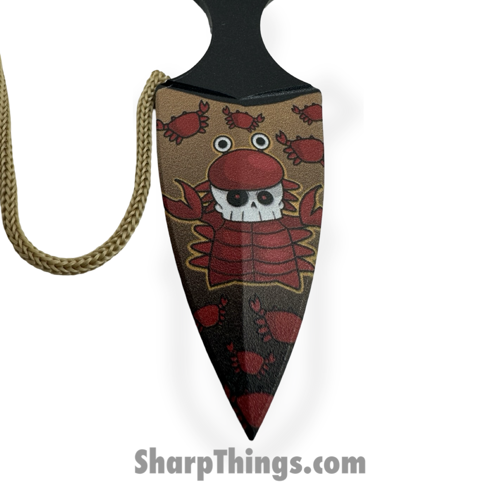 VOC - SD040RD - Grim Push Dagger Crabby - Fixed Blade Knife - 440 SS Coated Dagger - Cord Wrap - Tan - Image 2