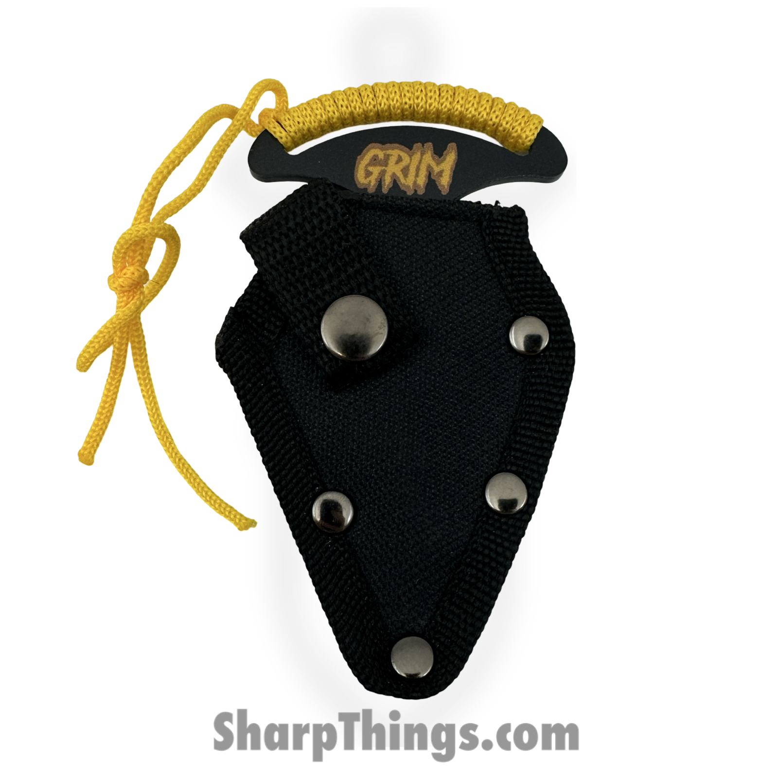 VOC - SD040YL - Grim Push Dagger Ape - Fixed Blade Knife - 440 SS Coated Dagger - Cord Wrap - Yellow - Image 3