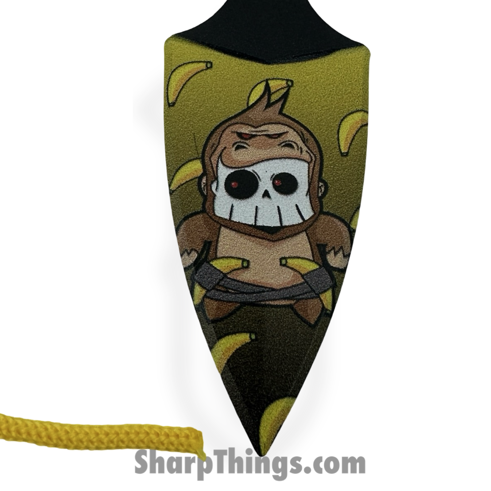 VOC - SD040YL - Grim Push Dagger Ape - Fixed Blade Knife - 440 SS Coated Dagger - Cord Wrap - Yellow - Image 2