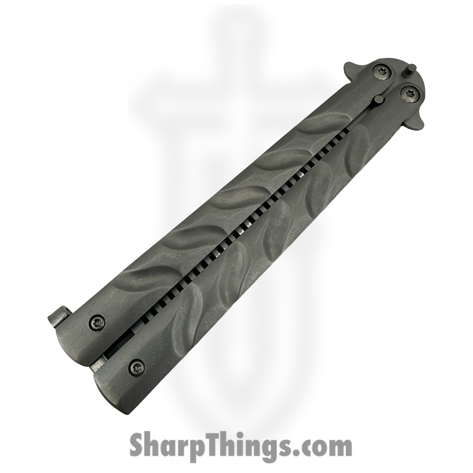 VOC - T205605S-1 - Butterfly Kit BK199 - Balisong - 440 SS Stonewash Drop Point/Comb - Aluminum - Silver - Image 4