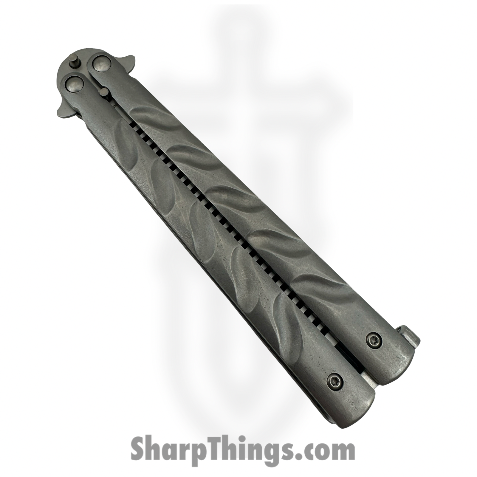 VOC - T205605S-1 - Butterfly Kit BK199 - Balisong - 440 SS Stonewash Drop Point/Comb - Aluminum - Silver - Image 3