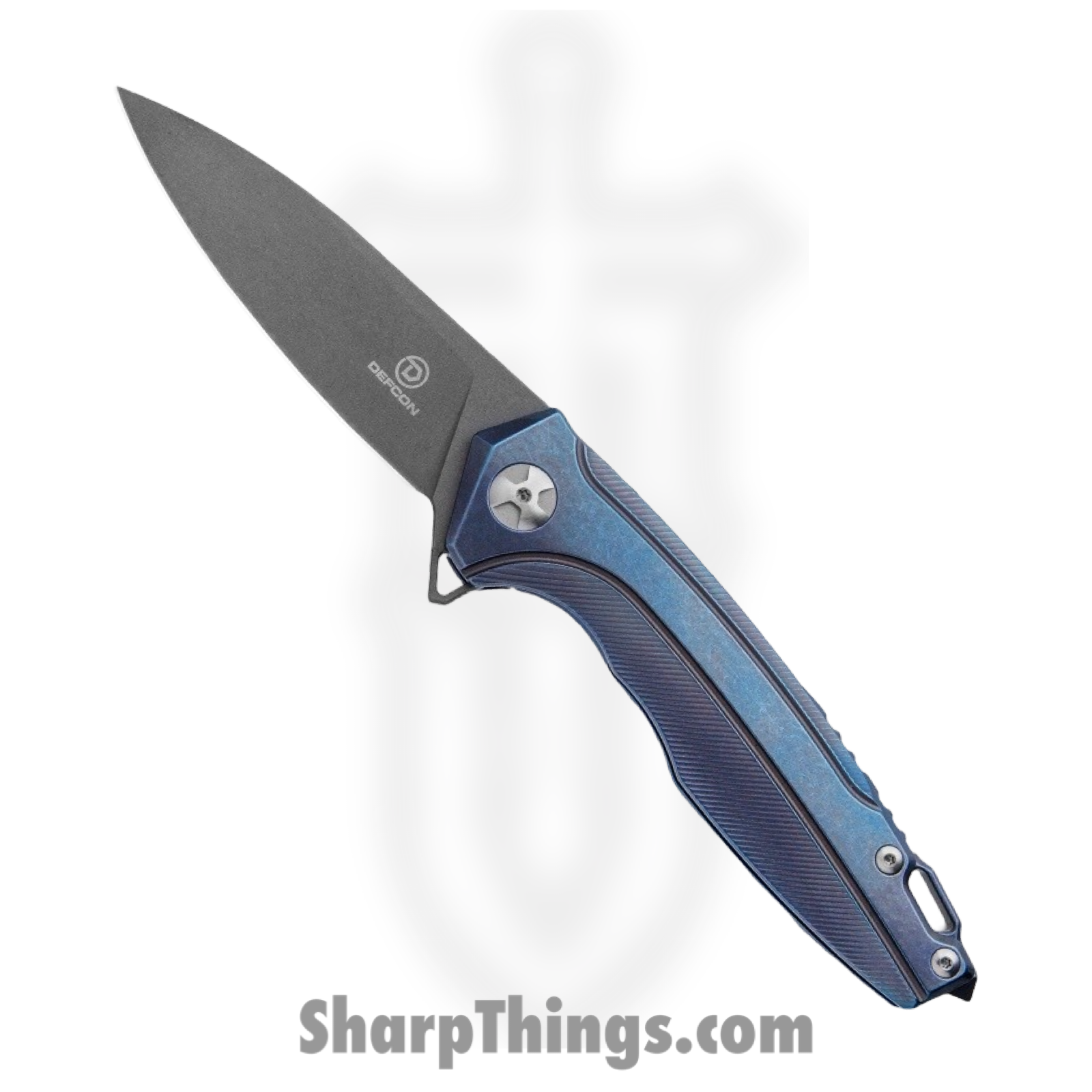 Defcon - TF5288 - JK Framelock - Folding Knife - D2 Blasted Drop Point - Titanium - Blue