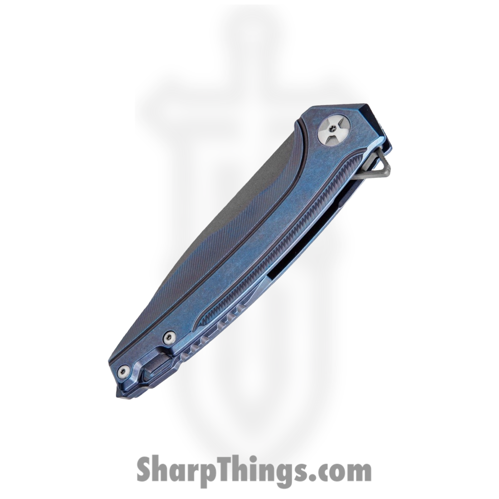 Defcon - TF5288 - JK Framelock - Folding Knife - D2 Blasted Drop Point - Titanium - Blue - Image 2