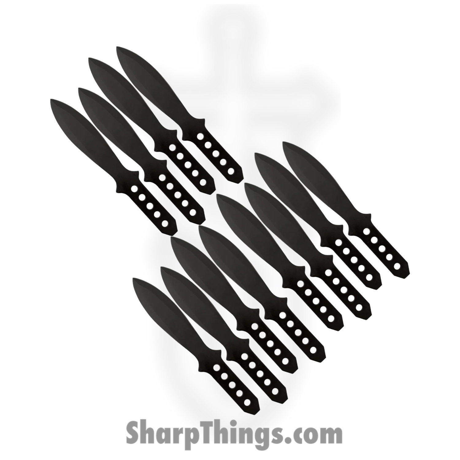 Tiger Throwers - TK-40-8-12 - 12 Piece 8.5 Inch Throwing Knife Set - Fixed Blade Knife - German Surgical Steel Coated Dagger - Steel - Black