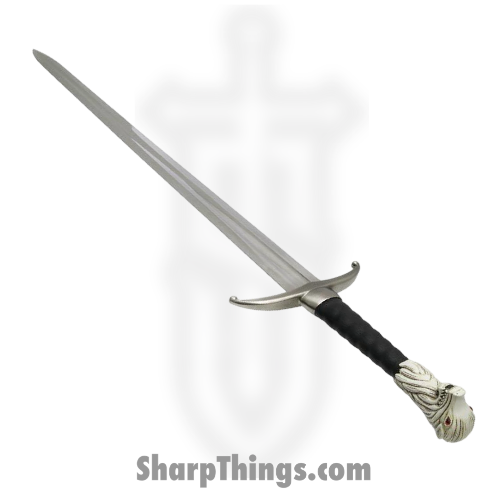 Valyrian Steel - VS0106 - Game of Thrones Longclaw Sword of Jon Snow - Fixed Blade Knife - Stainless Satin Dagger - Leather Wrapped - Black Silver