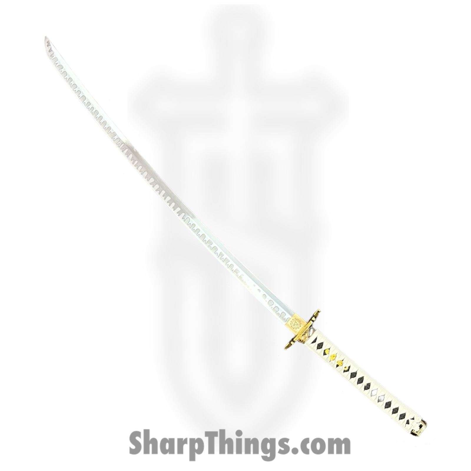 SBC - YAMOTO0125 - Yamato - Fixed Blade Knife - 65Mn Satin Katana - Leather Wrapped - White