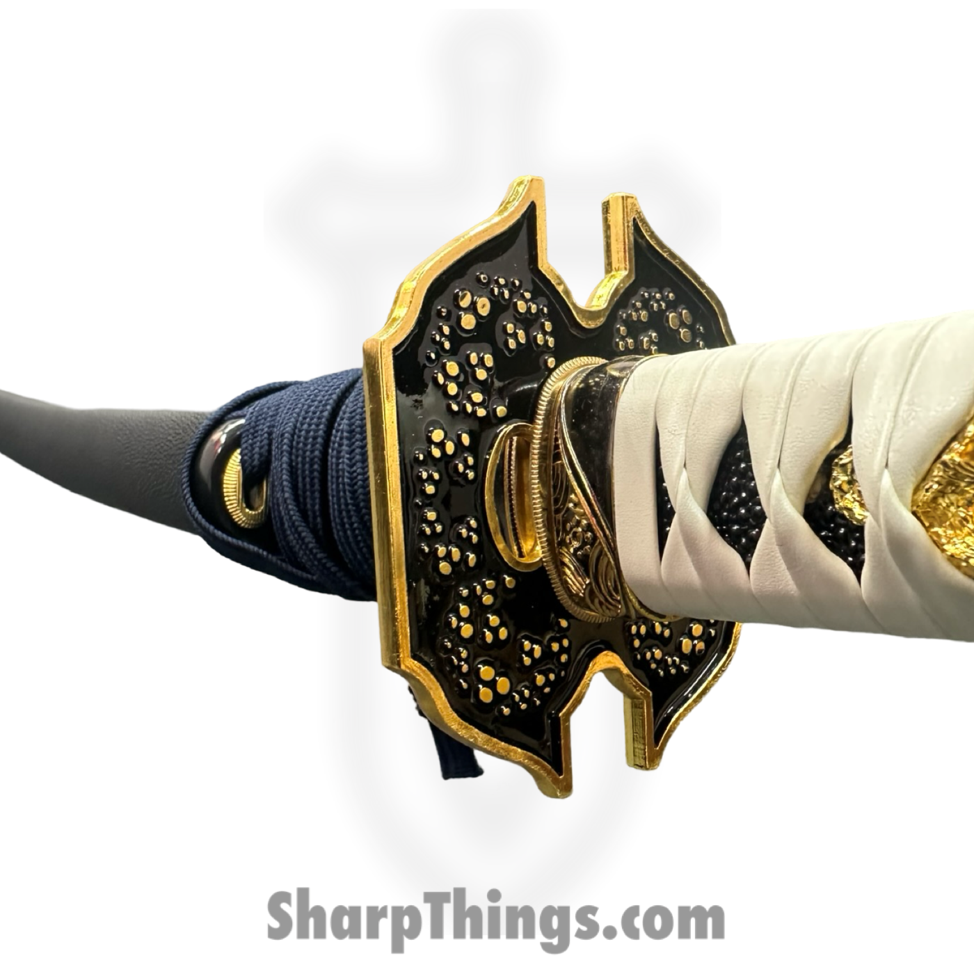 SBC - YAMOTO0125 - Yamato - Fixed Blade Knife - 65Mn Satin Katana - Leather Wrapped - White - Image 7