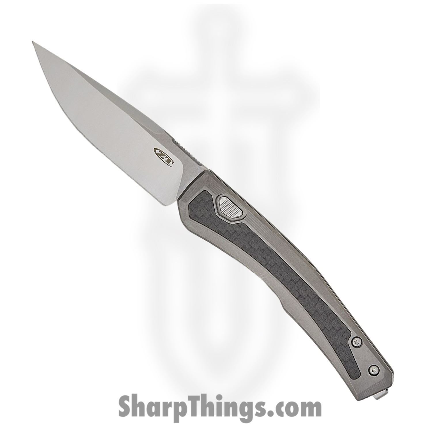 Zero Tolerance - ZT0556 - 0556 - Automatic Knife - CPM MagnaCut Two Tone Drop Point - Titanium CF Inlays - Black Gray