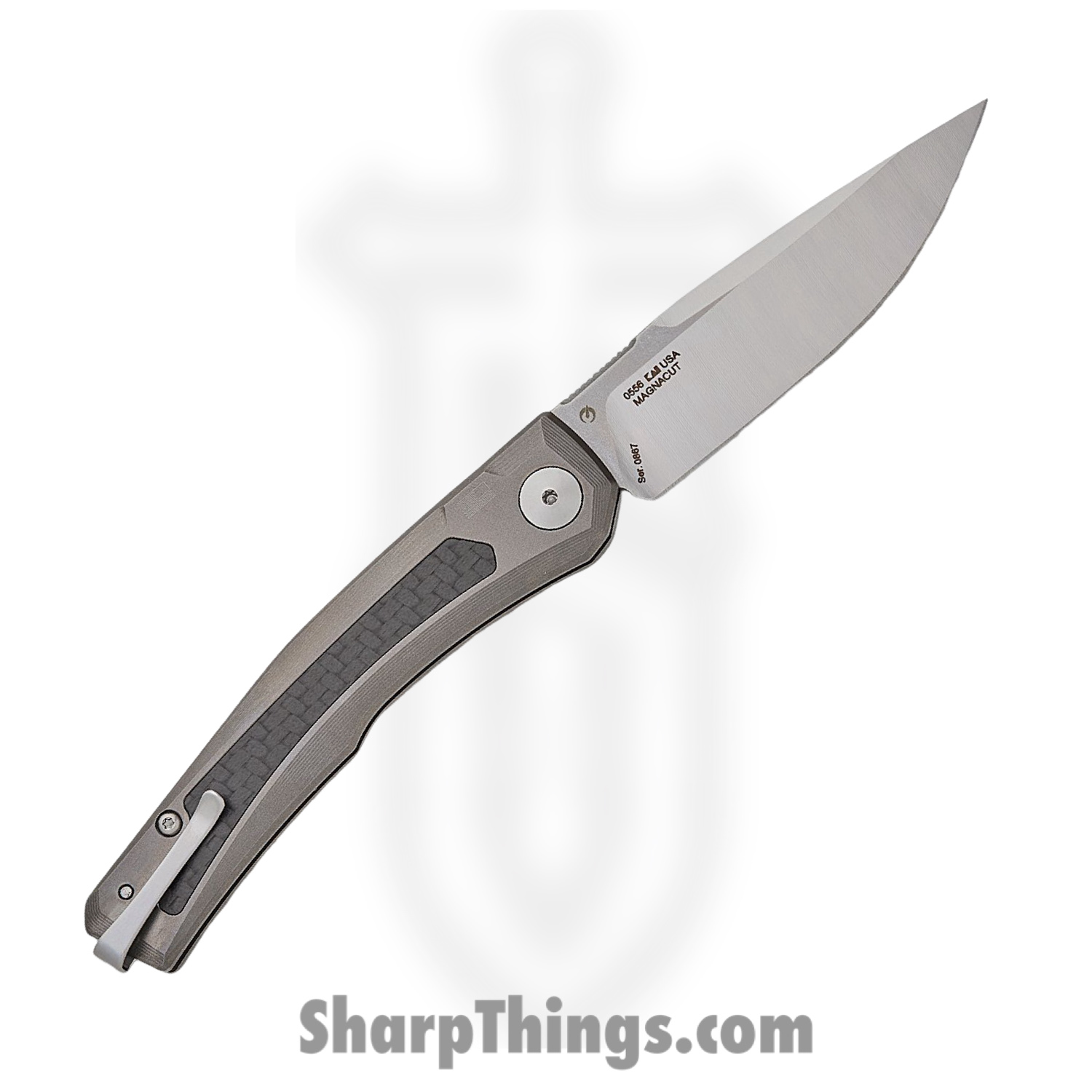 Zero Tolerance - ZT0556 - 0556 - Automatic Knife - CPM MagnaCut Two Tone Drop Point - Titanium CF Inlays - Black Gray - Image 2