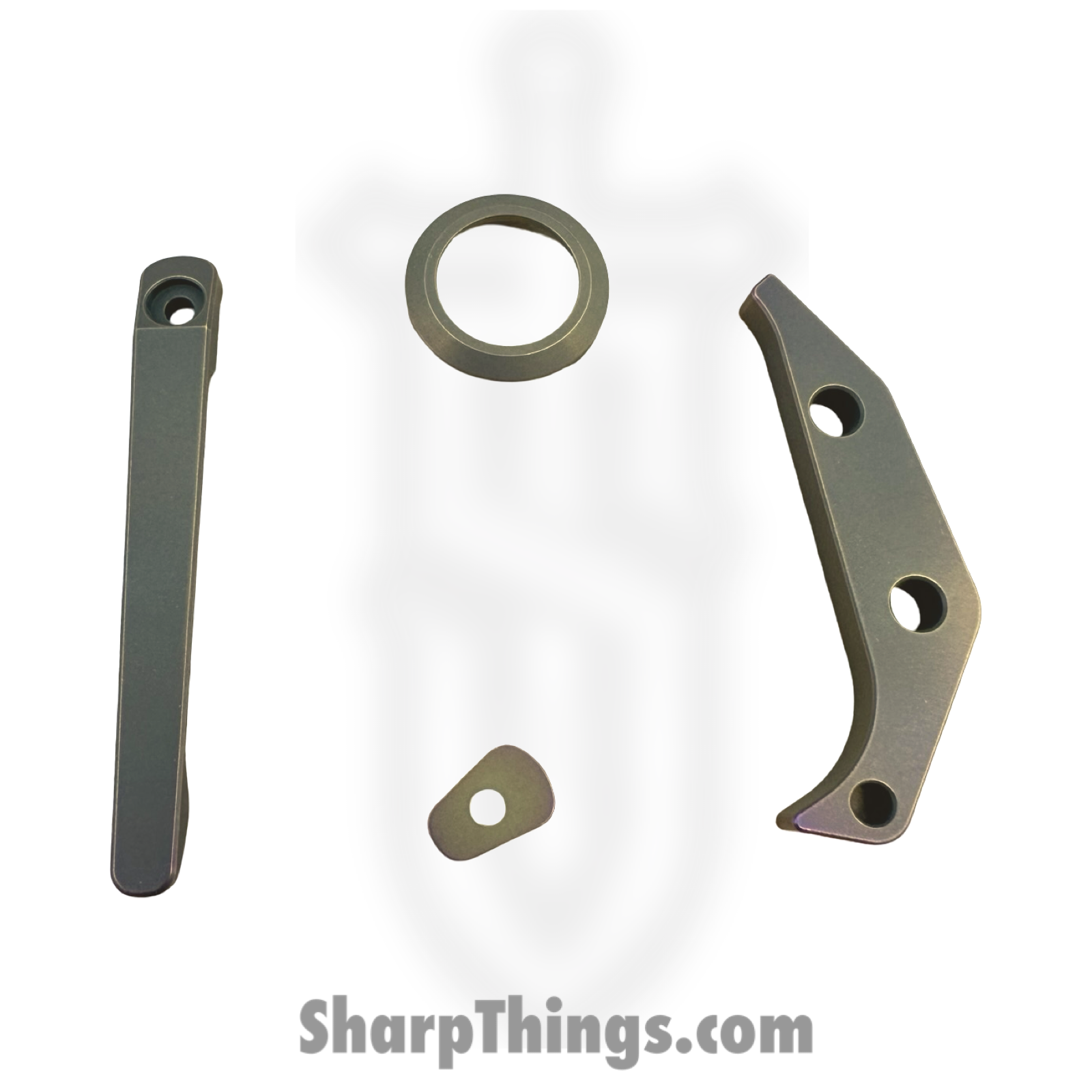 Aurora Knife and Tool - AK-TRUF-AC-SARU - Truffels Accent Set - Backspacer Pivot Collar Pocket Clip and Clip Filler - Titanium - Satin Rust