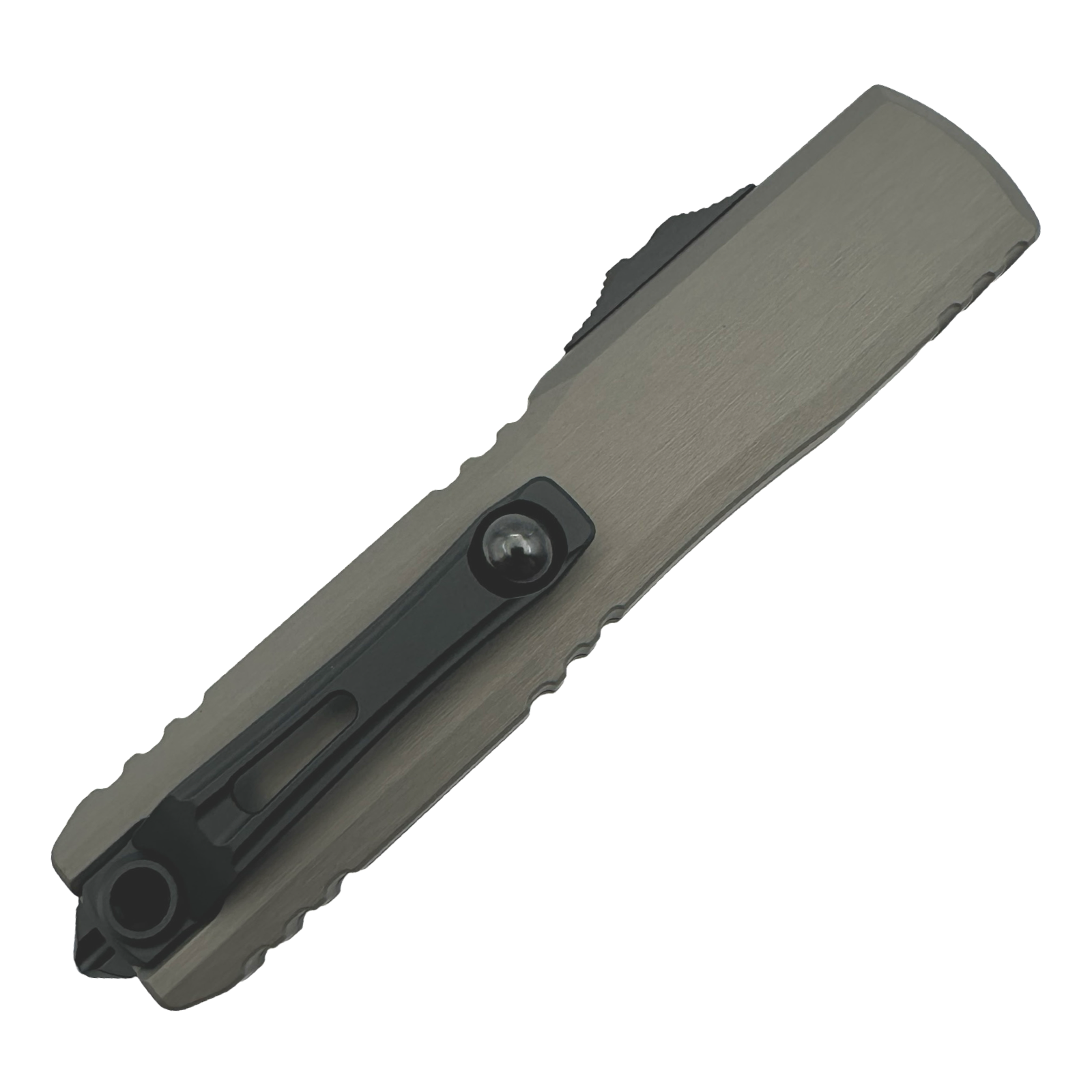 Microtech - 1121-2NC - Ultratech ZBP - OTF Auto - M390MK Coated Partial Serrated Drop Point - 6061-T6 Aluminum - Natural - Image 3