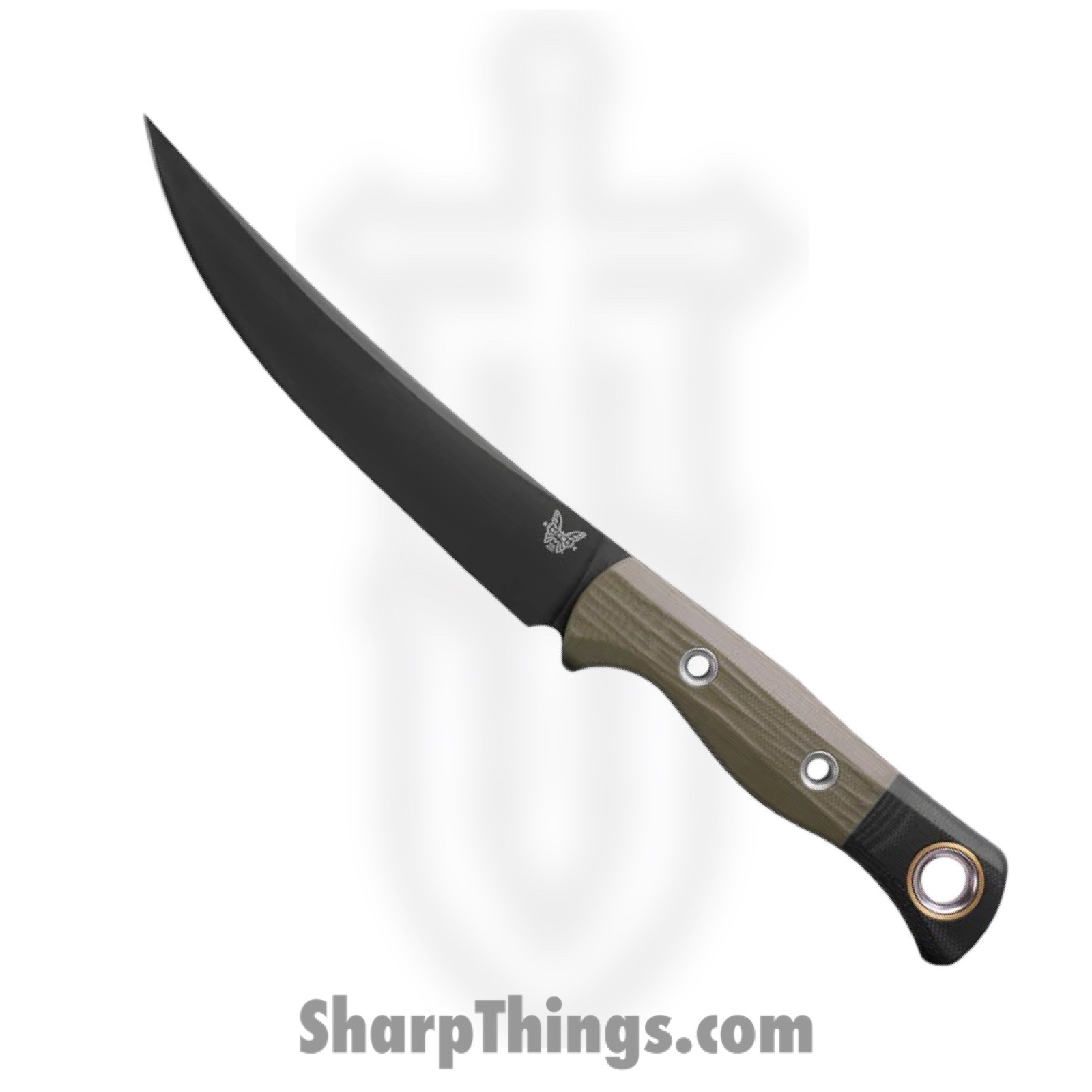 Benchmade - 4050BK-01 - Meatcrafter 6" - Fixed Blade Knife - CPM 154 Coated Trailing Point - G10 - OD Green Black