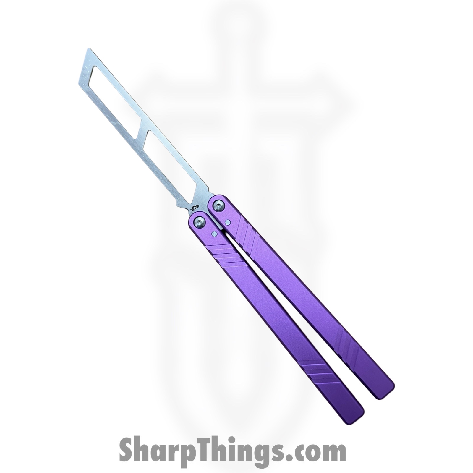 VOC - BK159 - Butterfly Knife Kit - Balisong - 440 SS Satin Tanto Live/Trainer - Aluminum - Purple