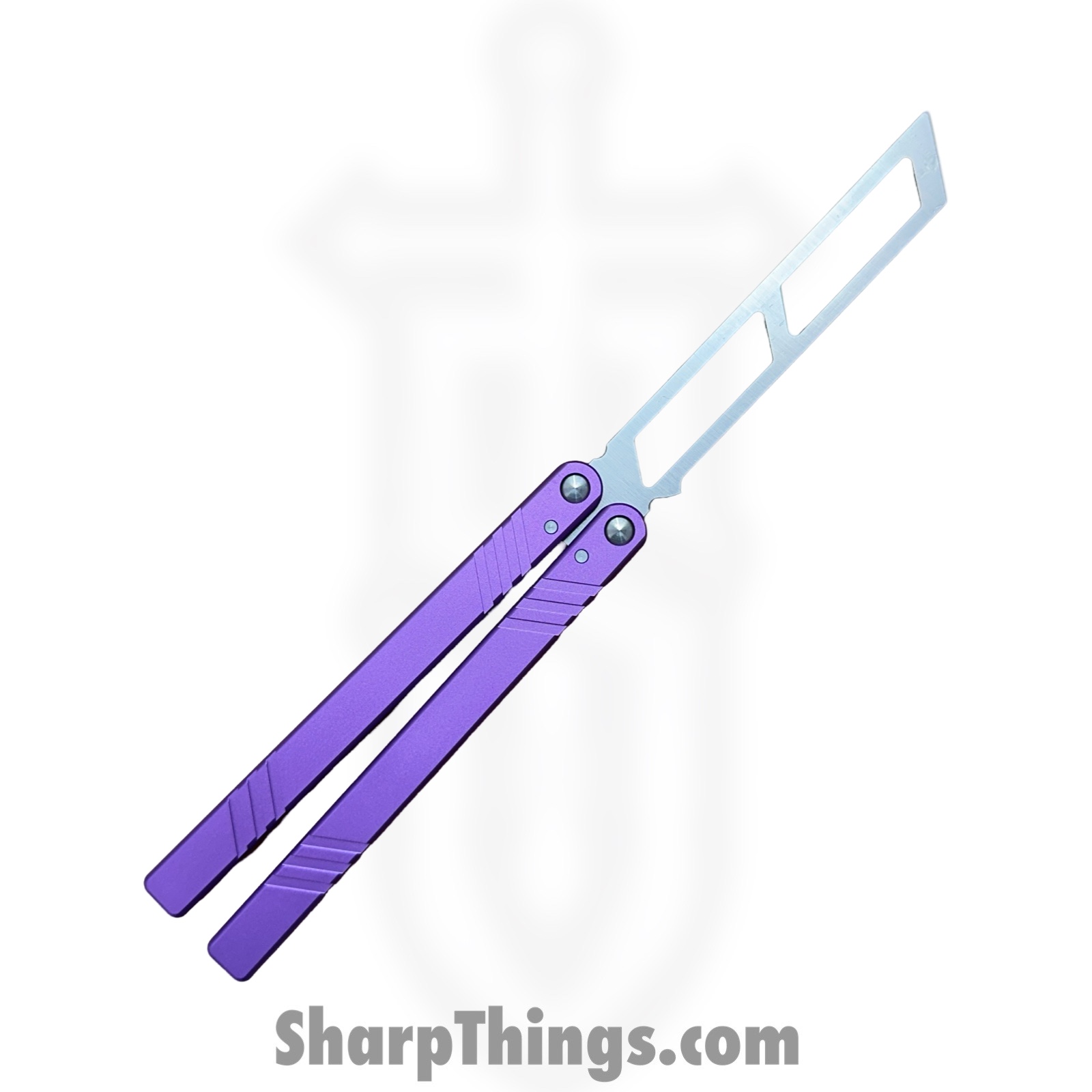 VOC - BK159 - Butterfly Knife Kit - Balisong - 440 SS Satin Tanto Live/Trainer - Aluminum - Purple - Image 2