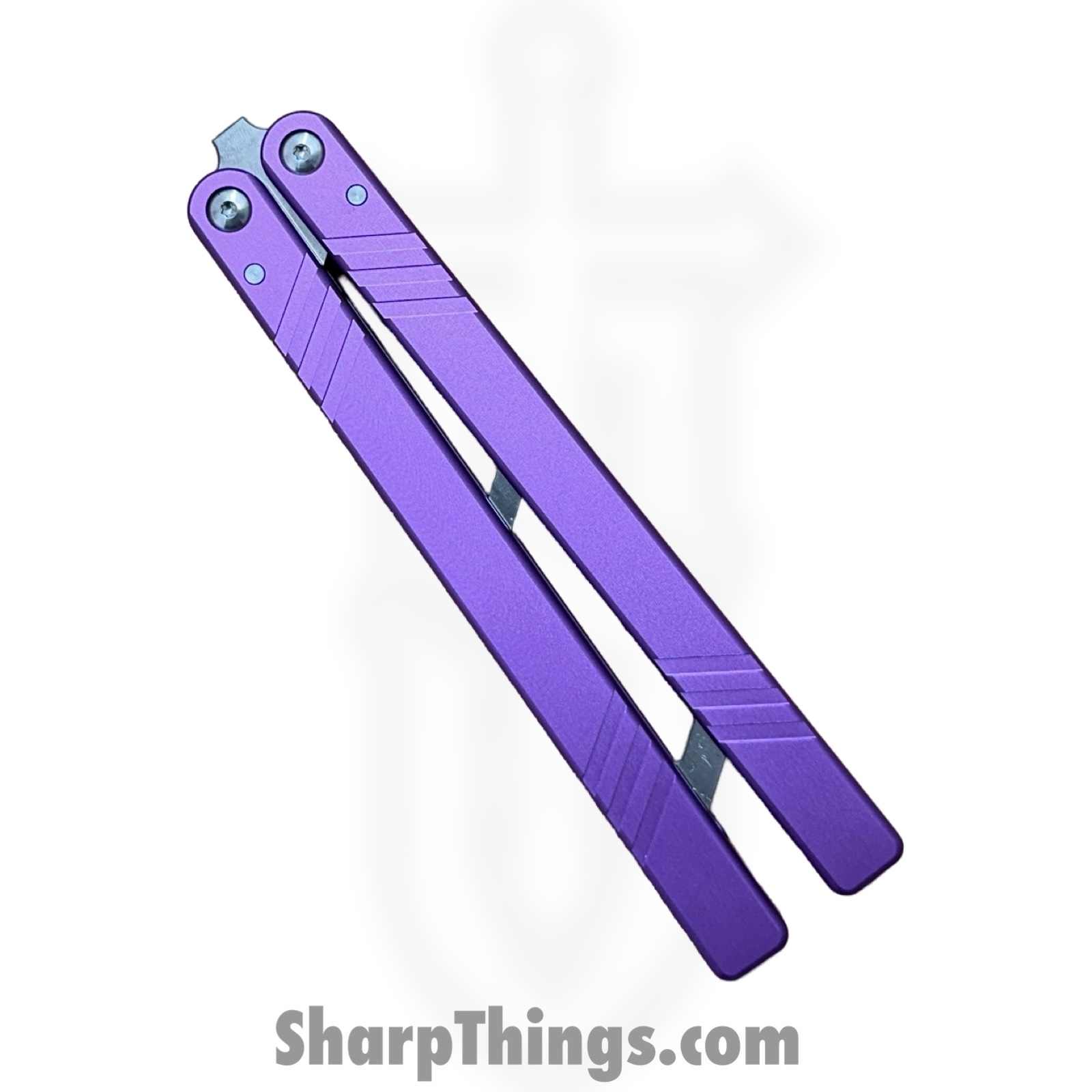 VOC - BK159 - Butterfly Knife Kit - Balisong - 440 SS Satin Tanto Live/Trainer - Aluminum - Purple - Image 4