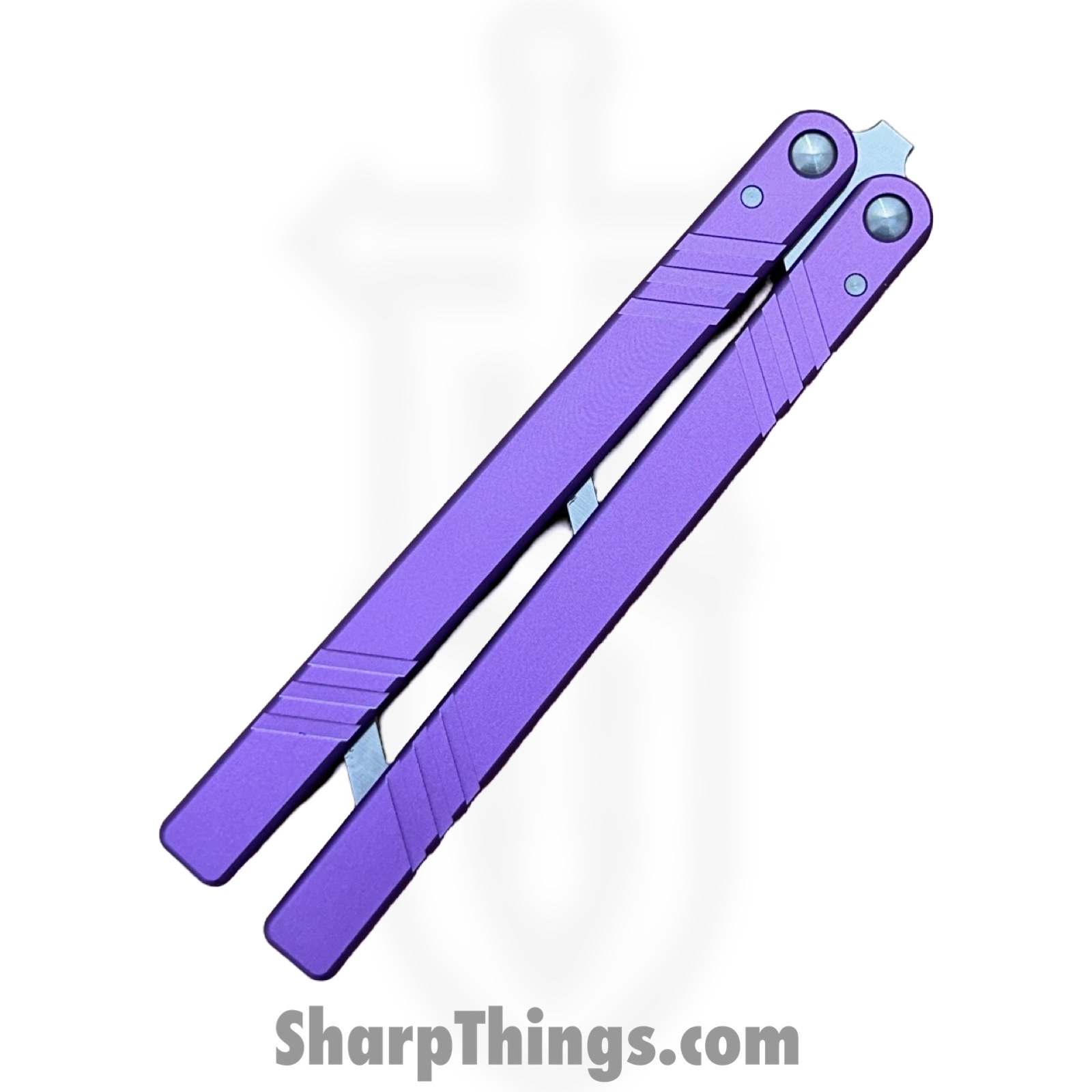 VOC - BK159 - Butterfly Knife Kit - Balisong - 440 SS Satin Tanto Live/Trainer - Aluminum - Purple - Image 3