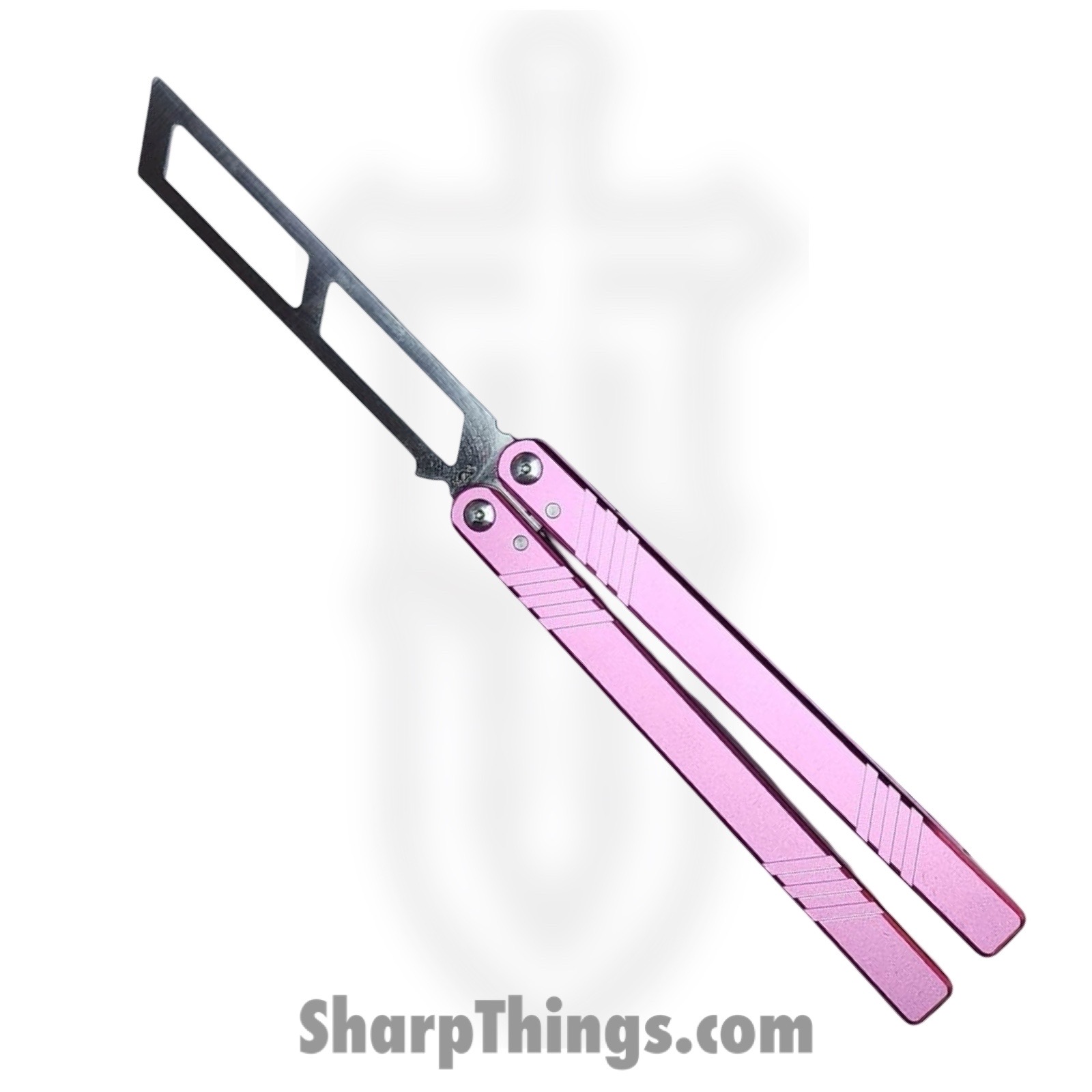 VOC - BK153 - Butterfly Knife with Kit - Balisong - 440 SS Satin Tanto - Aluminum - Pink