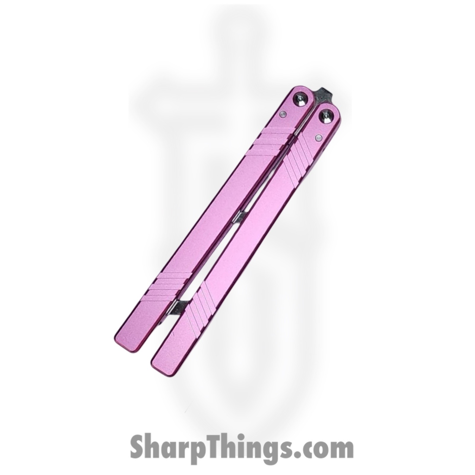 VOC - BK153 - Butterfly Knife with Kit - Balisong - 440 SS Satin Tanto - Aluminum - Pink - Image 2