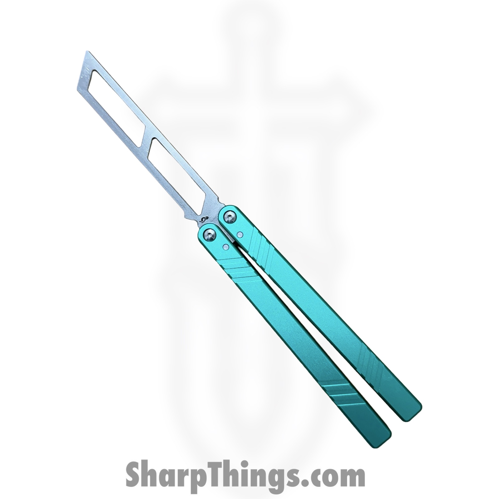 VOC - BK157 - Butterfly Knife Kit - Balisong - 440 SS Satin Tanto Live/Trainer - Aluminum - Teal